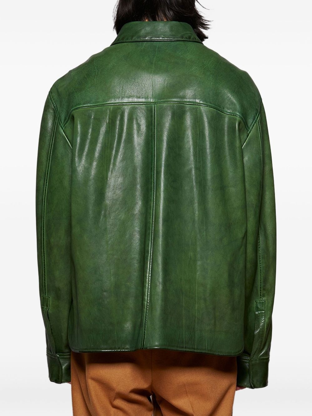 smooth-leather shirt jacket - 5
