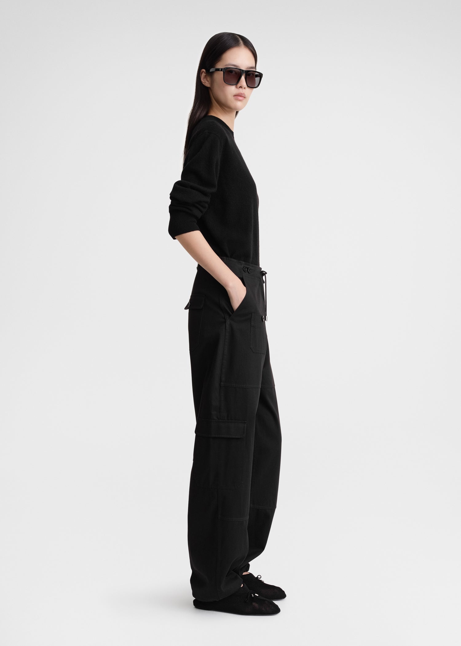 Cotton cargo trousers black - 4