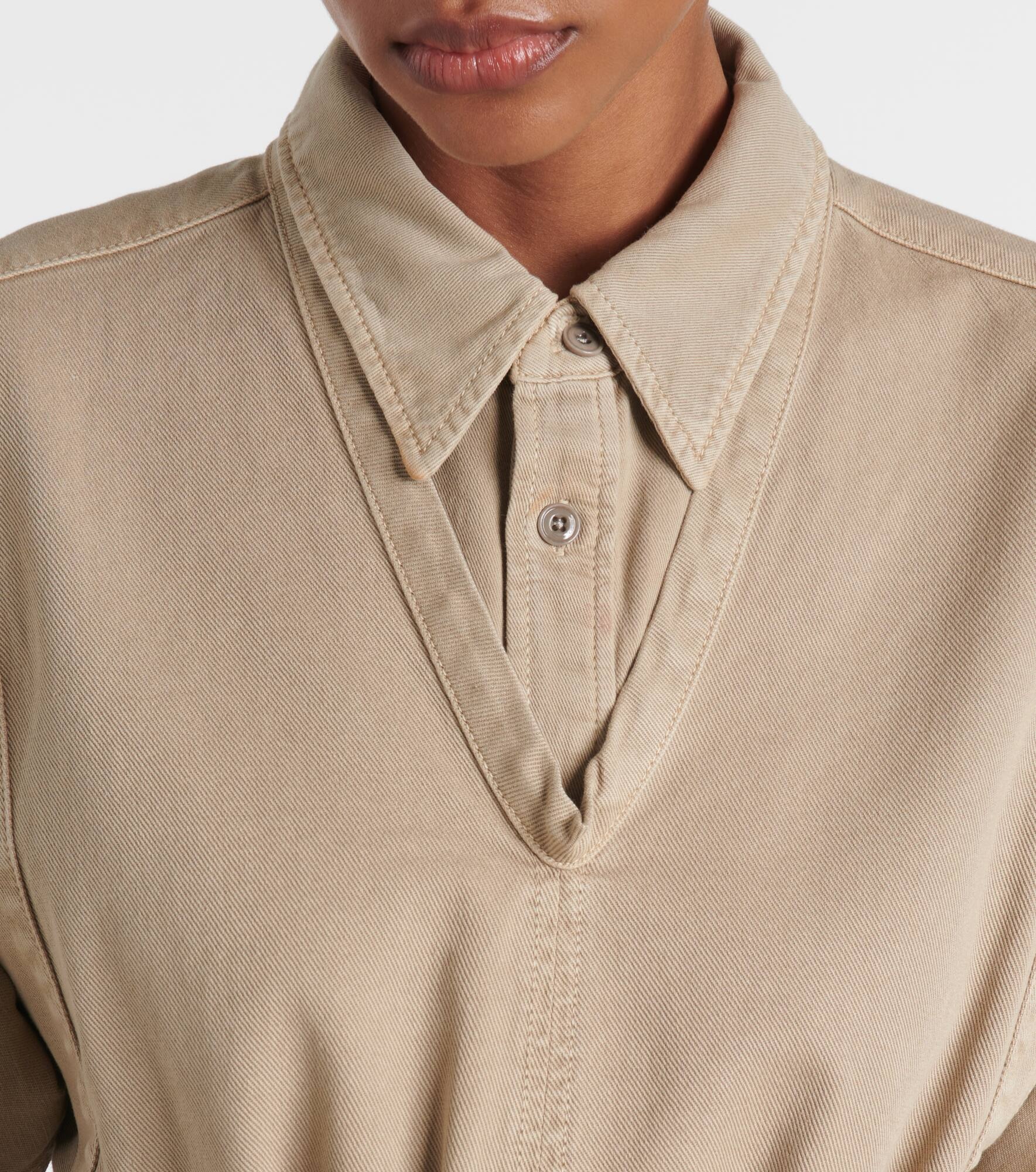 Belted cotton twill denim vest - 4