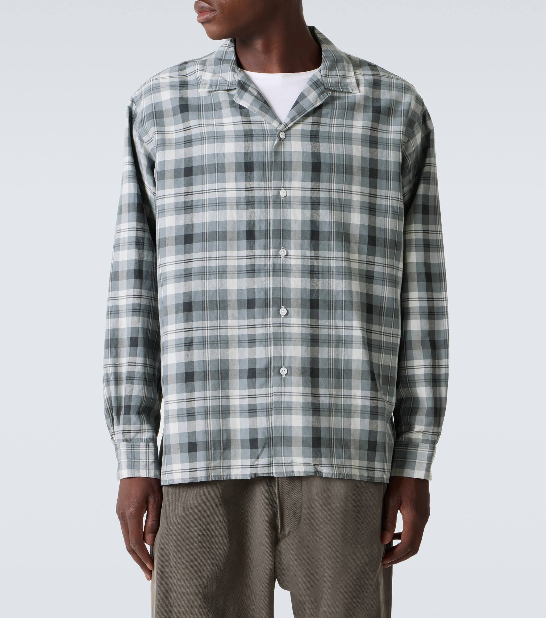 Checked silk and linen shirt - 3
