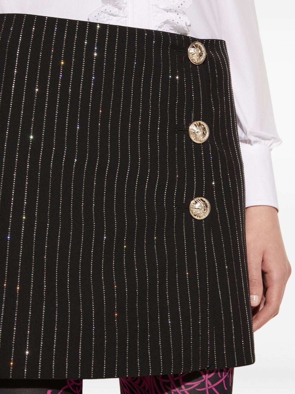 rhinestone-embellished pinstripe miniskirt - 5