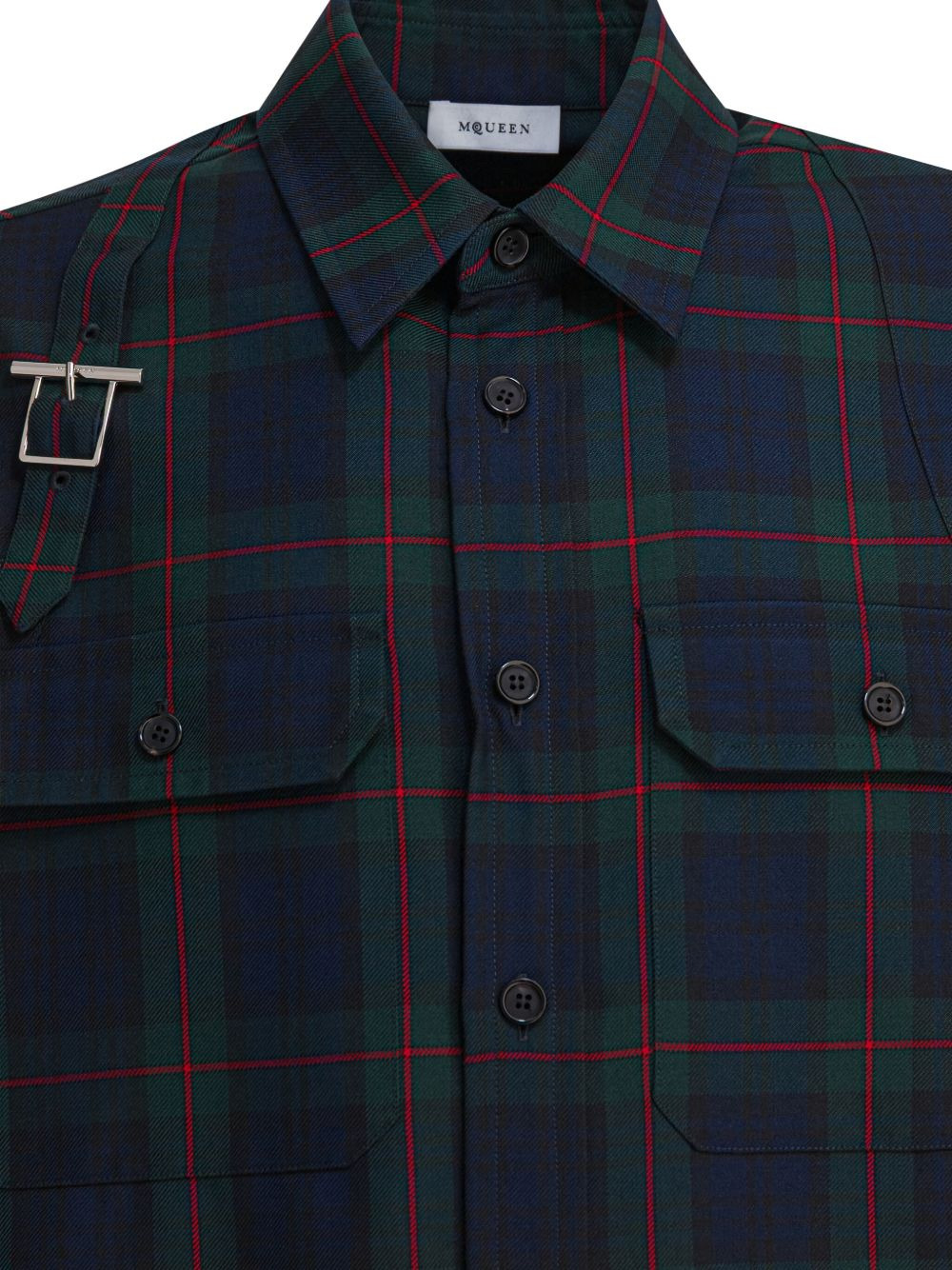 buckle-strap plaid shirt - 3