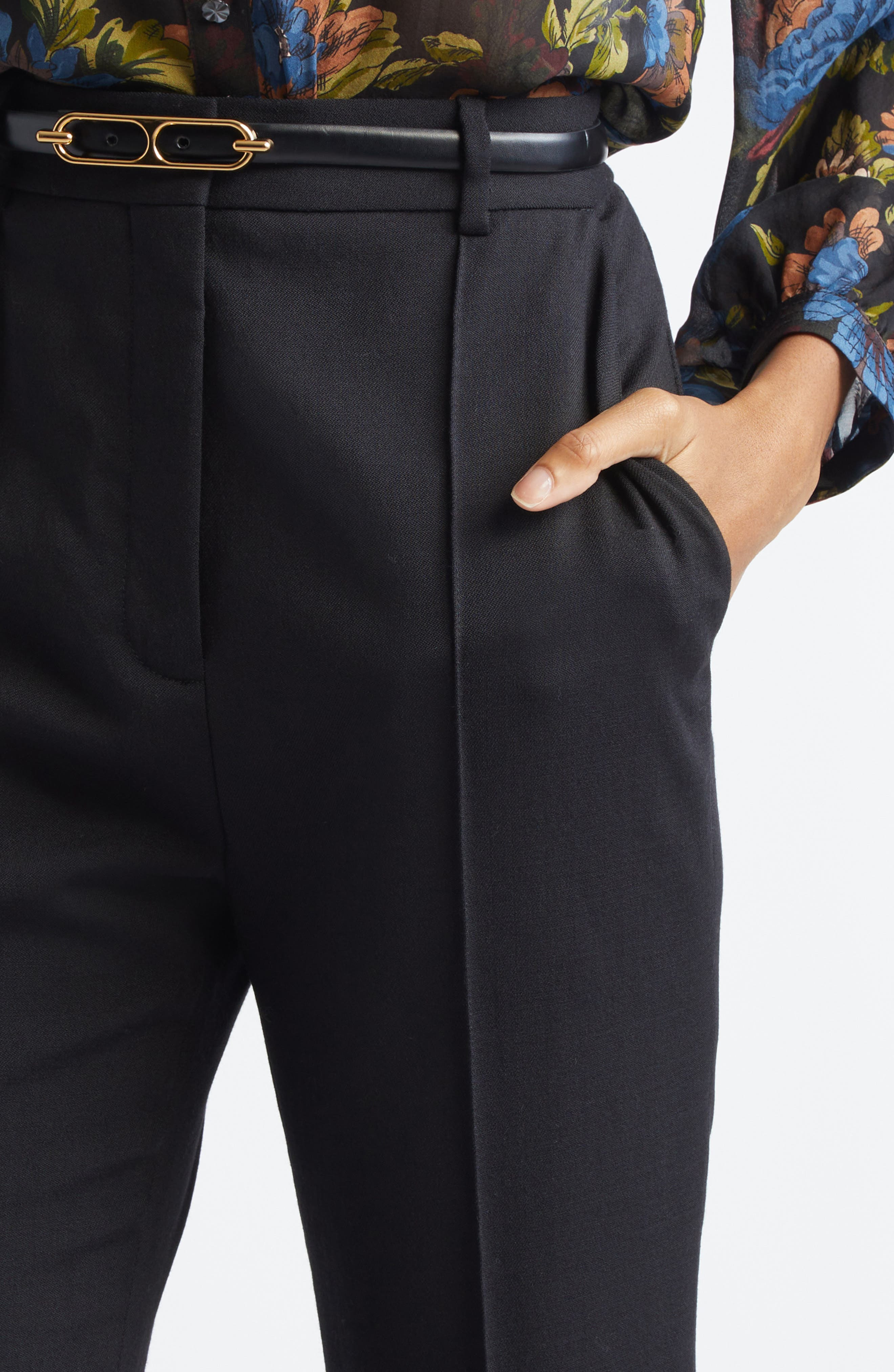 Veronica Beard Gracie Stretch Wool Flare Leg Pants in Black at Nordstrom - 5