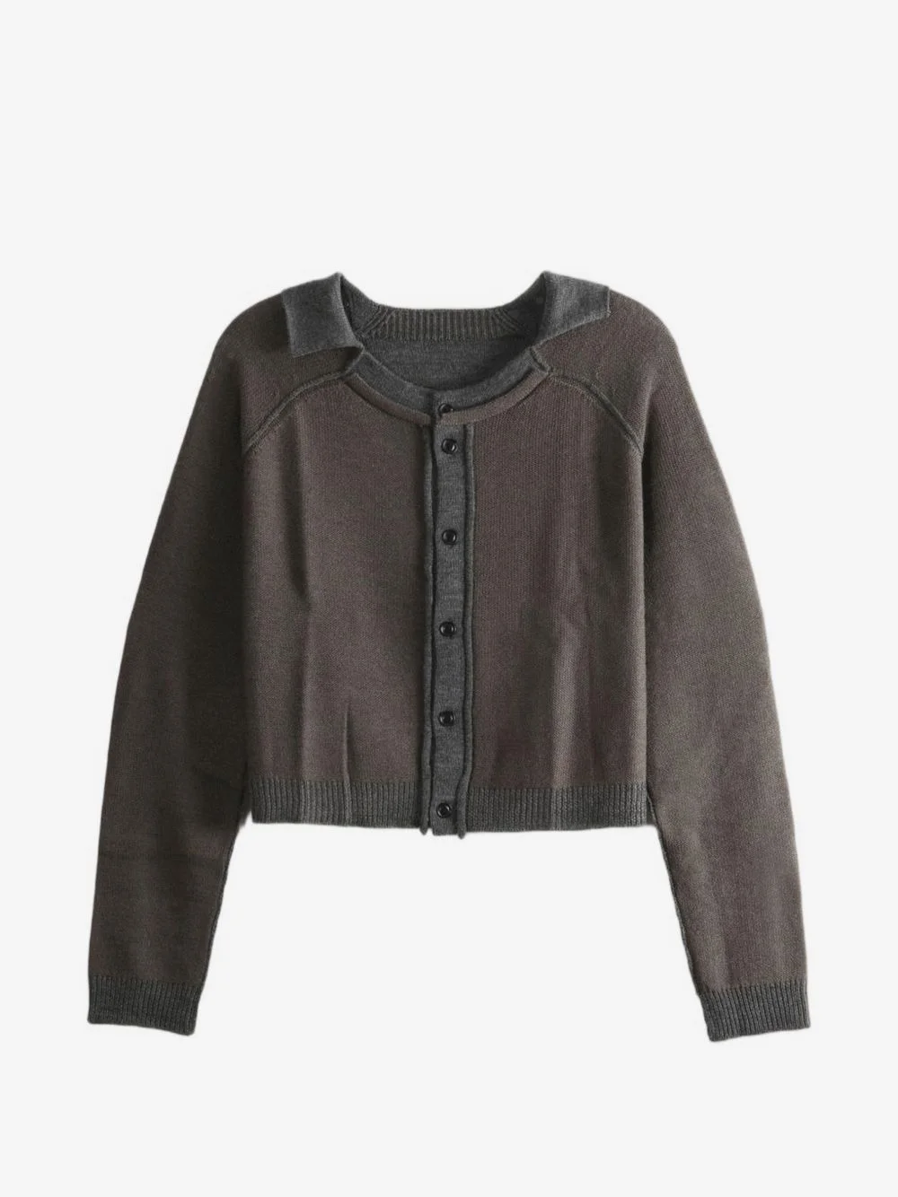 layered-detail raglan-sleeve cardigan - 1