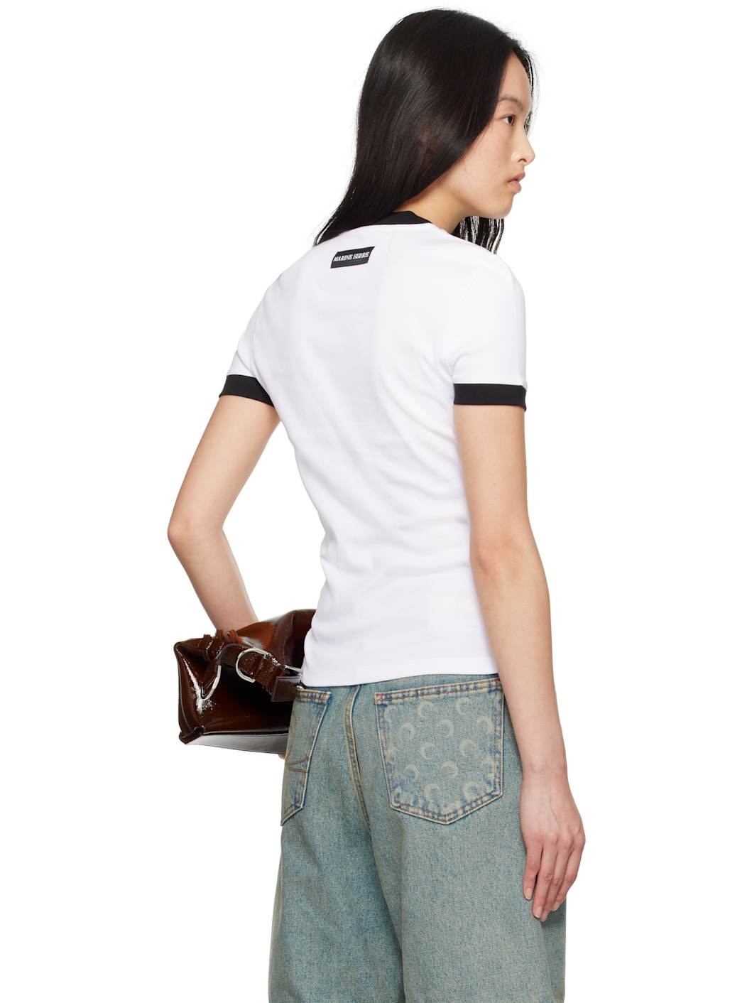 White Moon Logo Jersey Fitted T-Shirt - 3