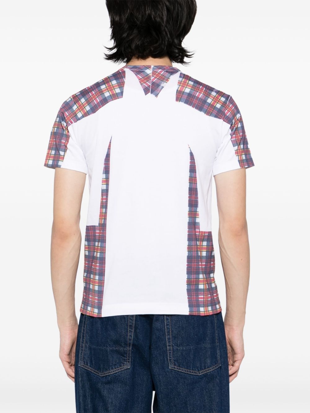 tartan overprint T-shirt - 3