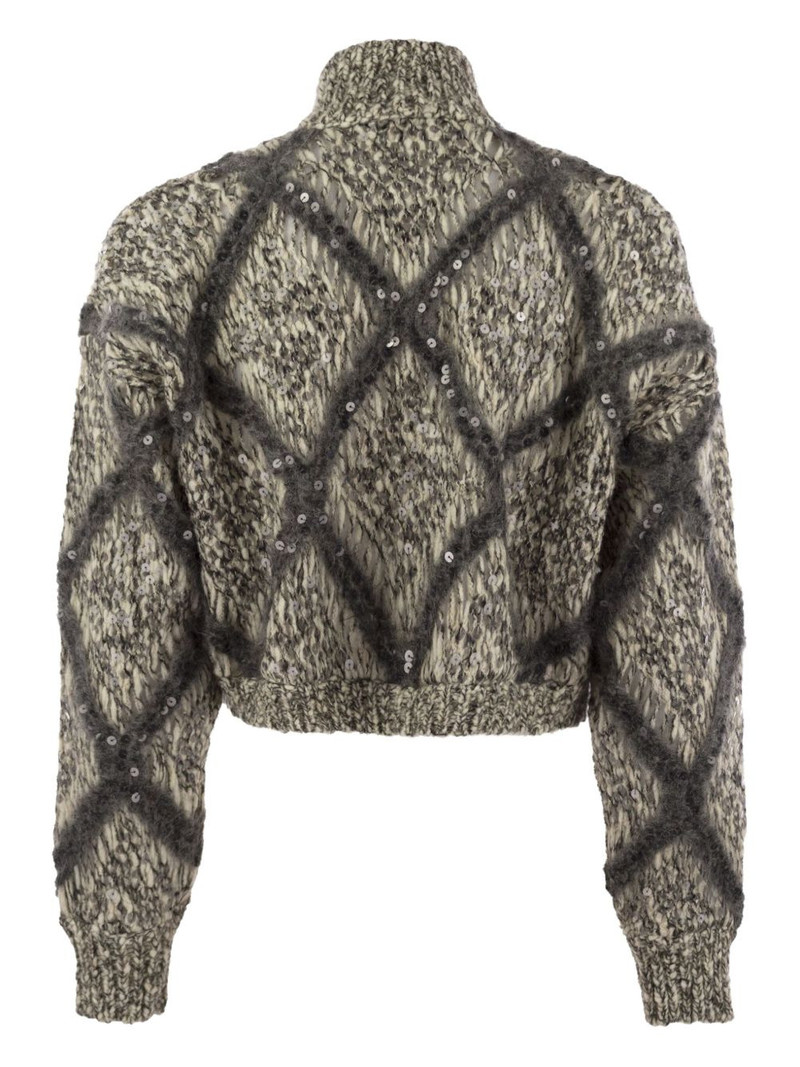 Brunello Cucinelli diamond-pattern cardigan outlook