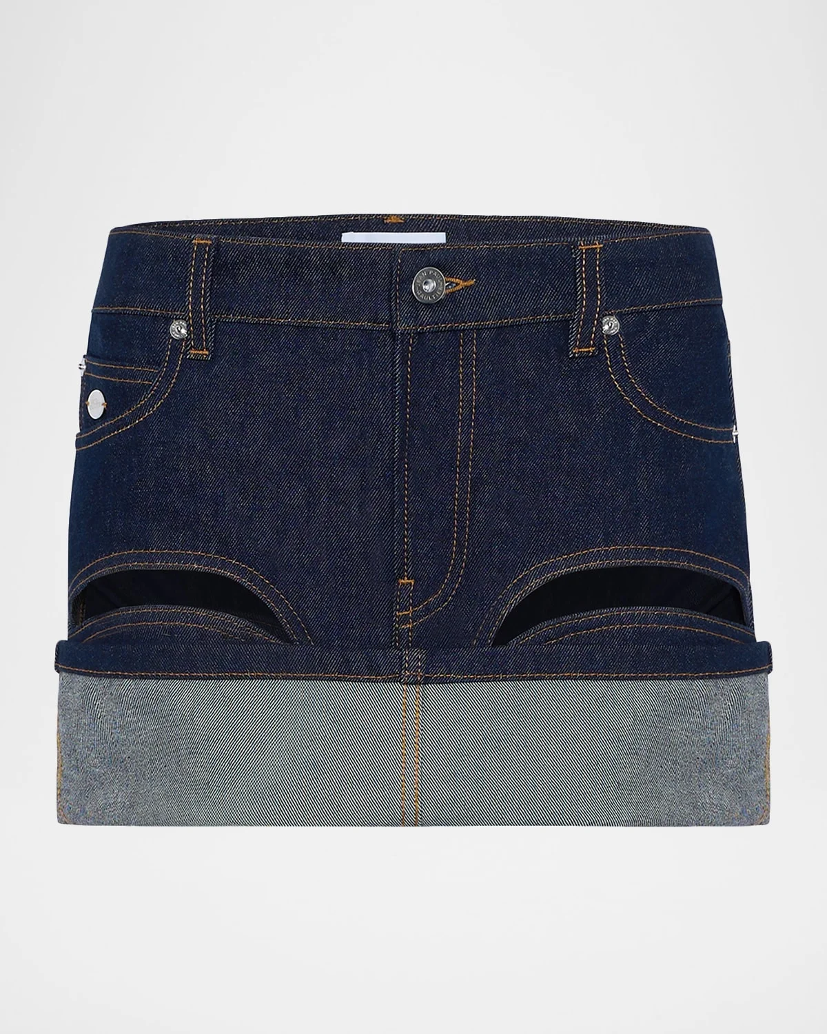 Cutout Denim Mini Skirt - 1