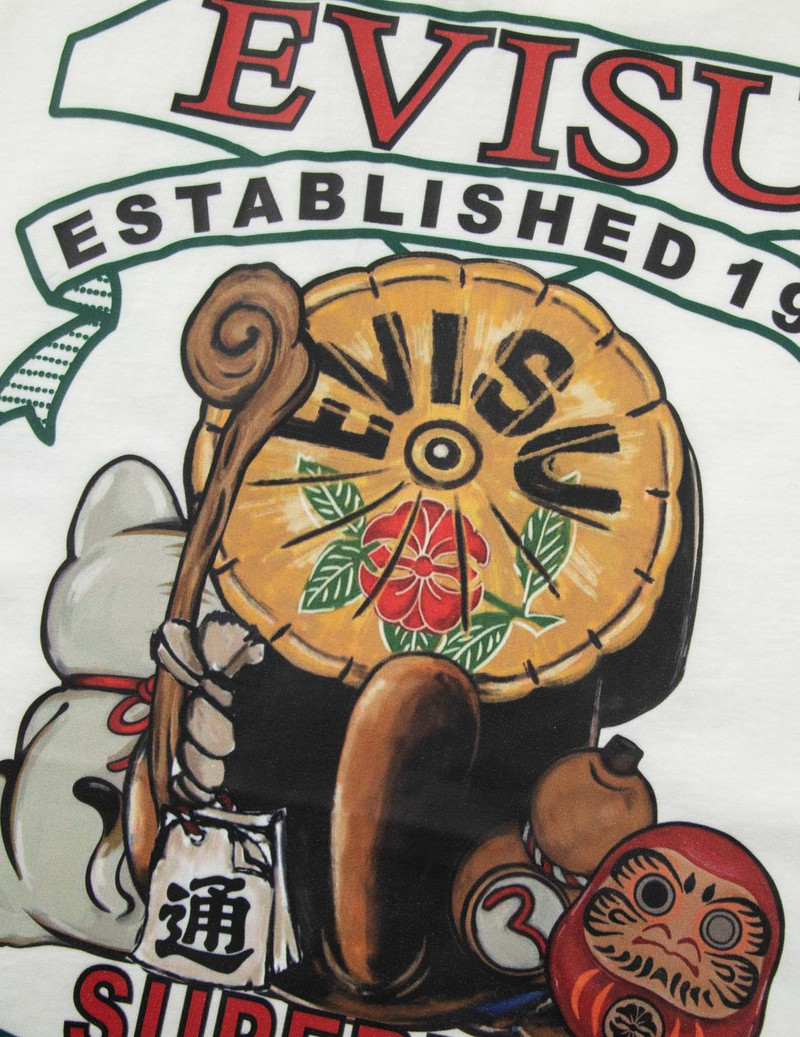 TANUKI AND FORTUNE CAT PRINT LOOSE FIT T-SHIRT 13