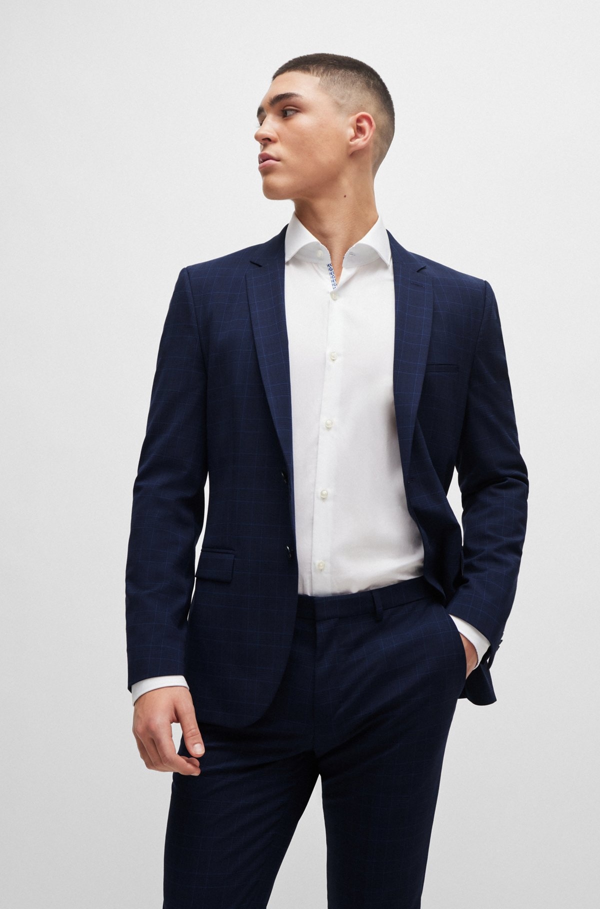 EXTRA-SLIM-FIT CHECKED SUIT IN PERFORMANCE-STRETCH FABRIC - 3