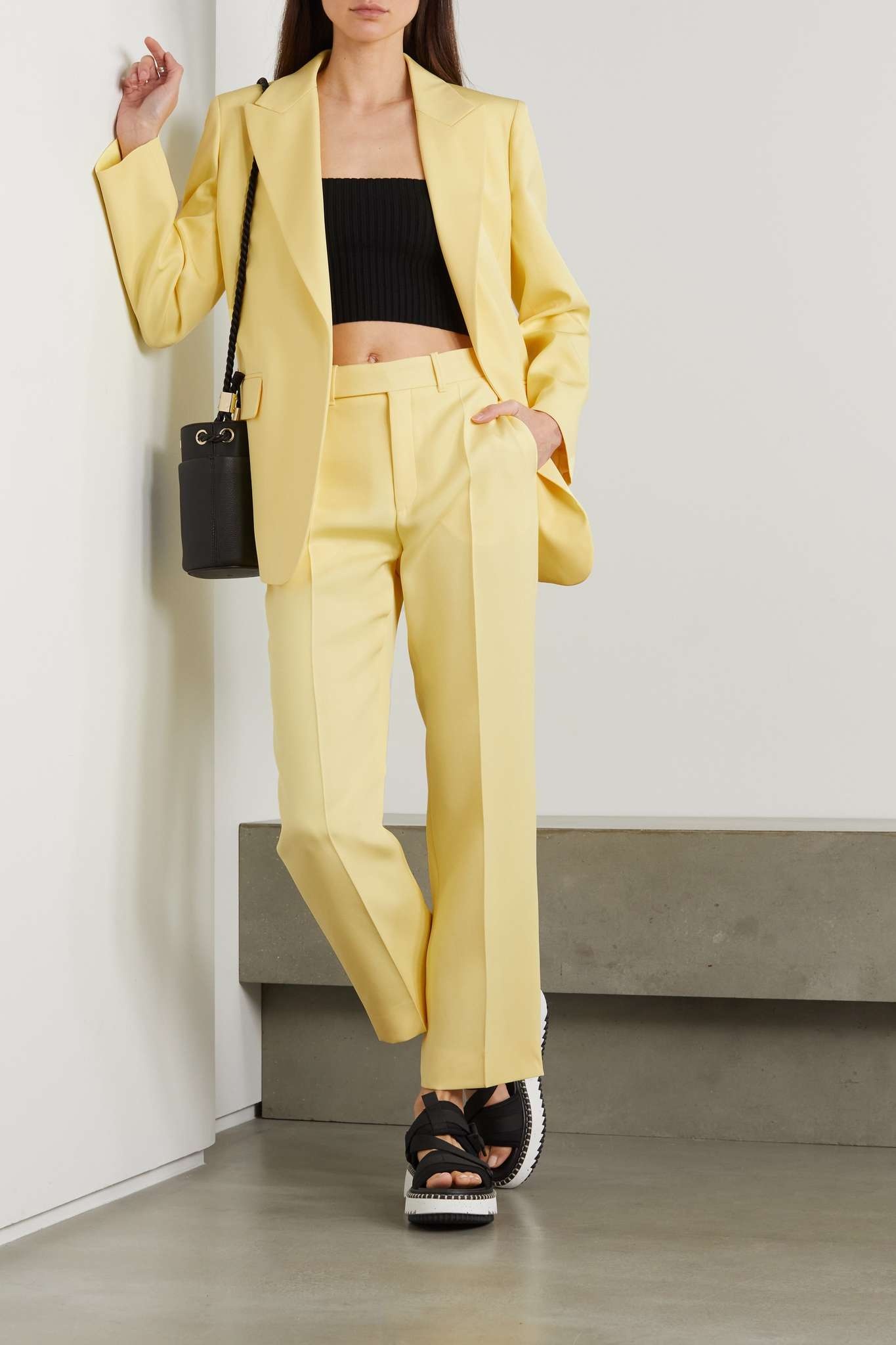 Cropped silk-satin straight-leg pants - 2
