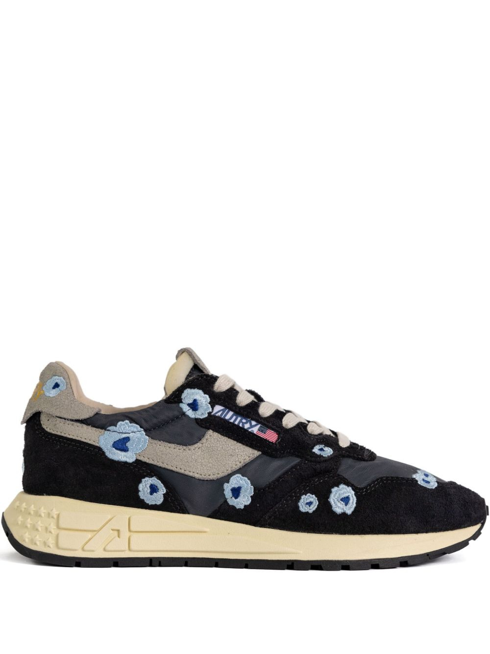 floral-embroidery low-top sneakers - 1