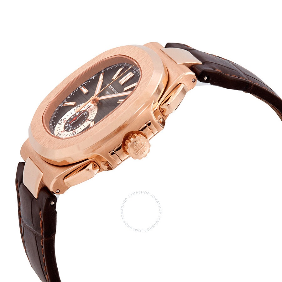 Patek Philippe Nautilus Black-Brown Dial 18kt Rose Gold Case Matt Dark Brown Leather Men's Watch 598 - 2