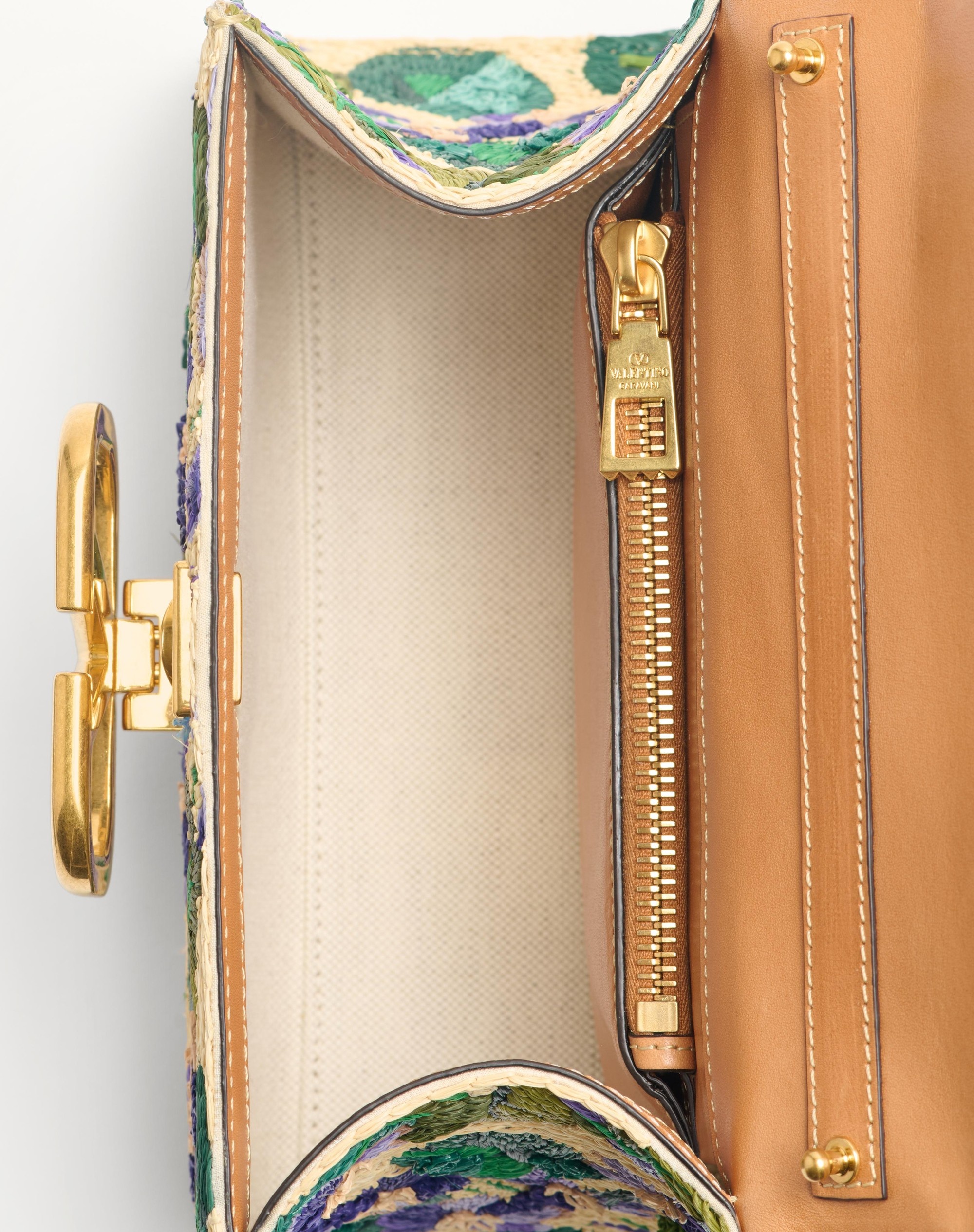 VALENTINO GARAVANI VSLING SMALL HAND BAG IN EMBROIDERED RAFFIA - 6