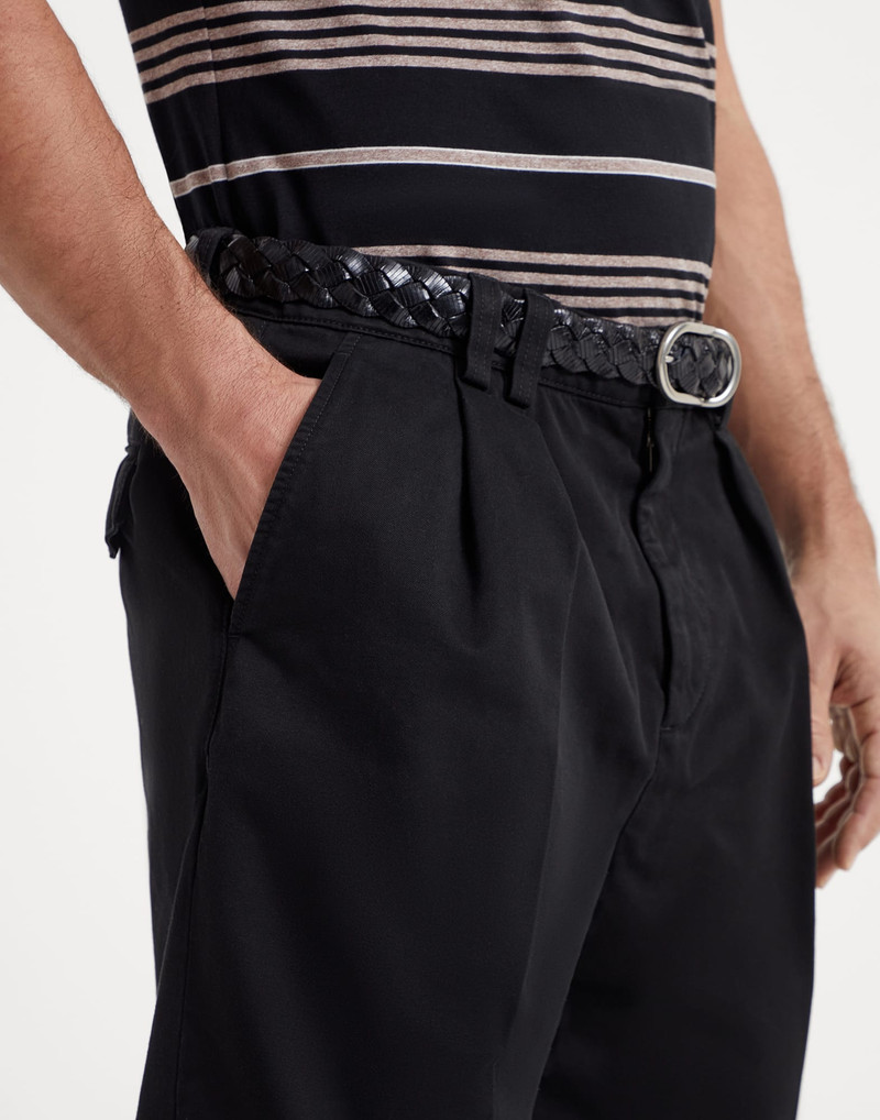 Garment-dyed Bermuda shorts in twisted cotton gabardine with box pleats 3