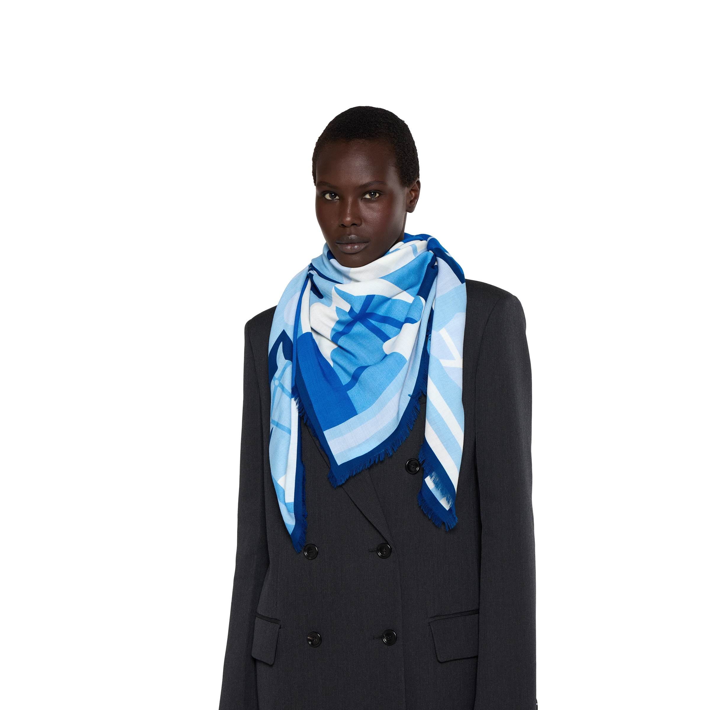 Wool shawl with equestrian motif - 5