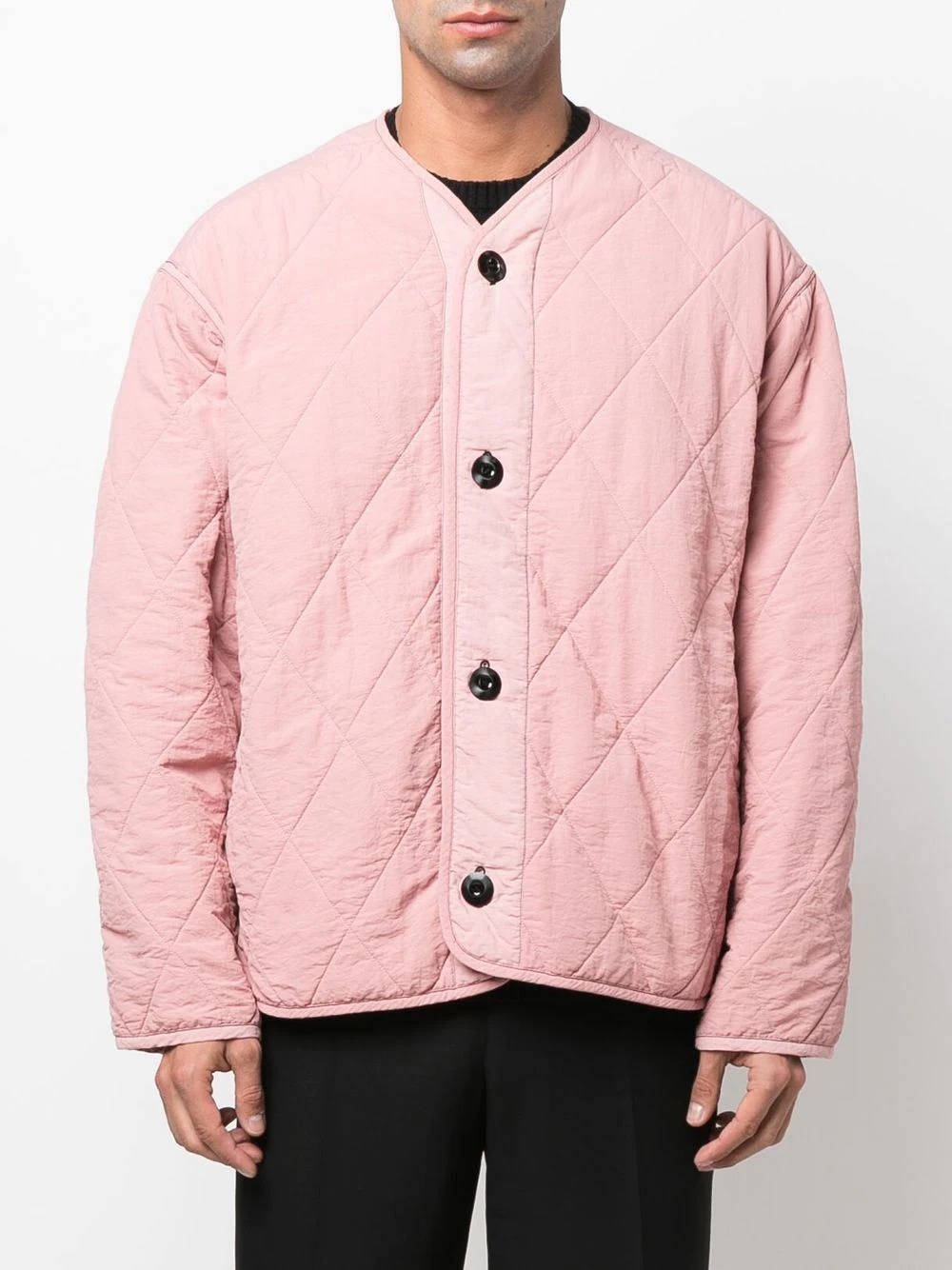 quilted button-up jacket - 3