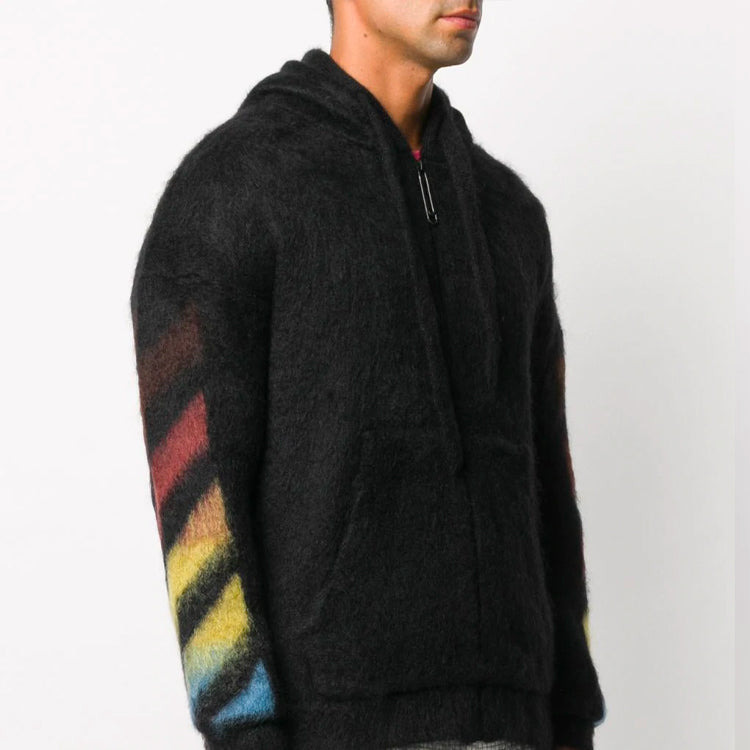 Men's Off-White Pattern Hooded Jacket Black OMHA073F20KNI0011087 - 4