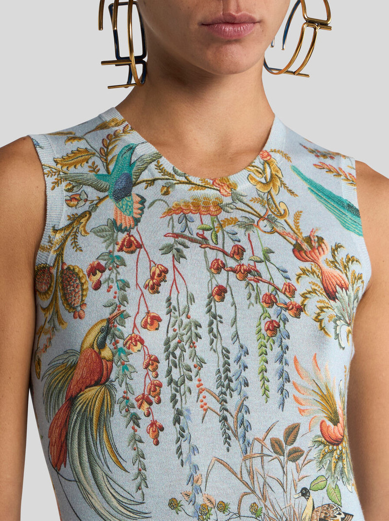 Etro SILK AND CASHMERE TOP WITH FLORA AND FAUNA MOTIF outlook