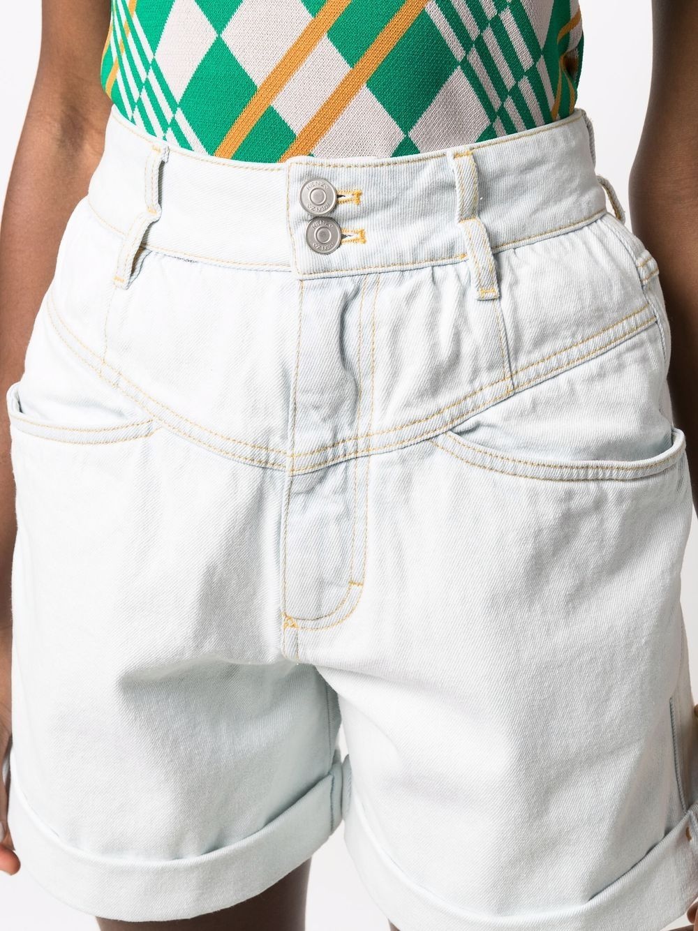 high-waisted denim shorts - 5