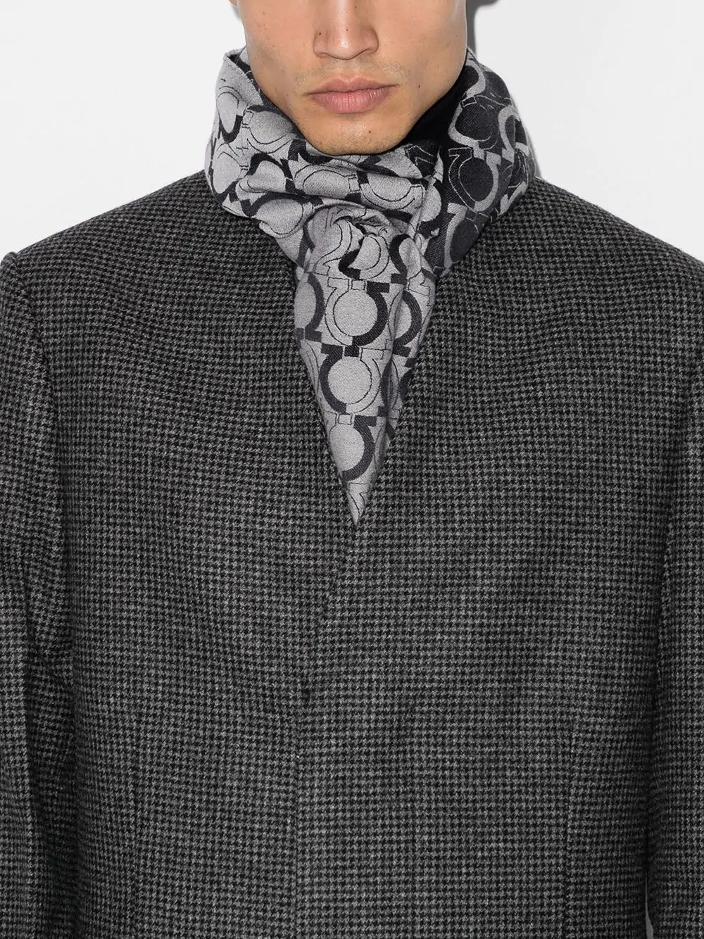 Gancio logo-print wool scarf - 2