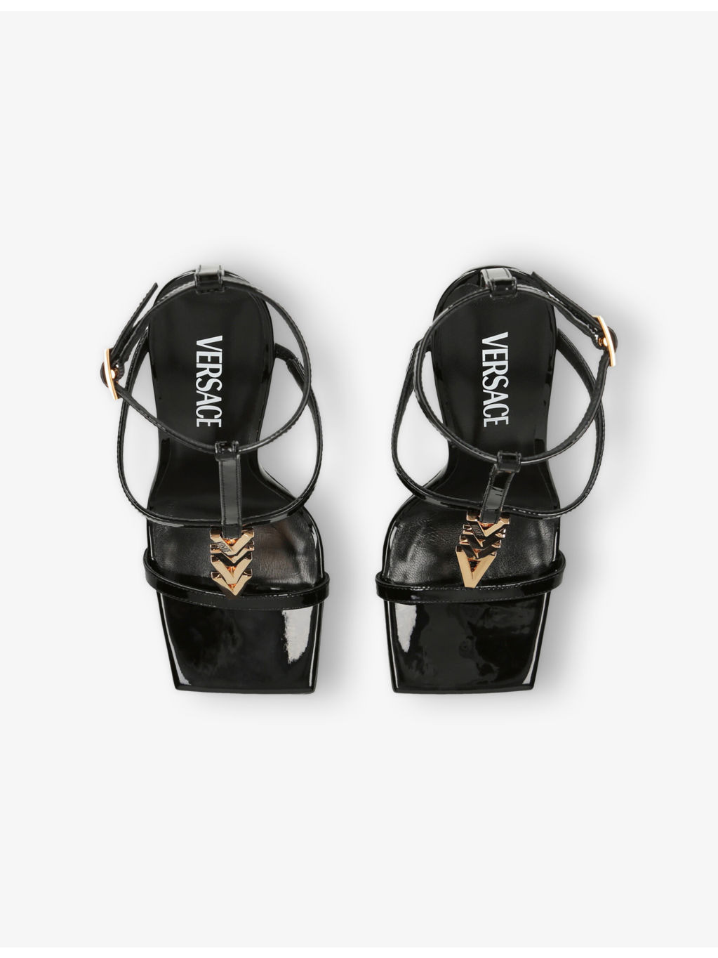 Logo-Hardware Strappy Heeled Patent Leather Sandals - 2