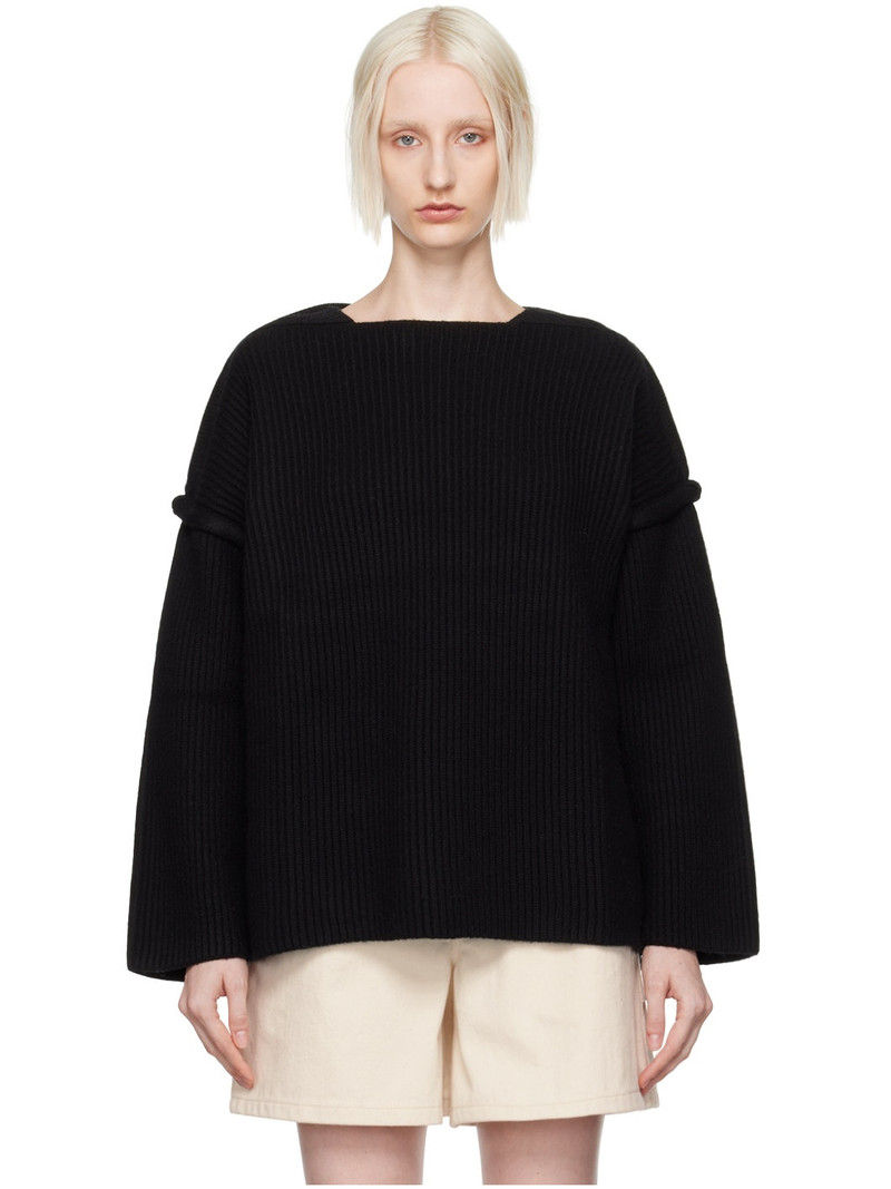 Black Pinched Seam Sweater - 1