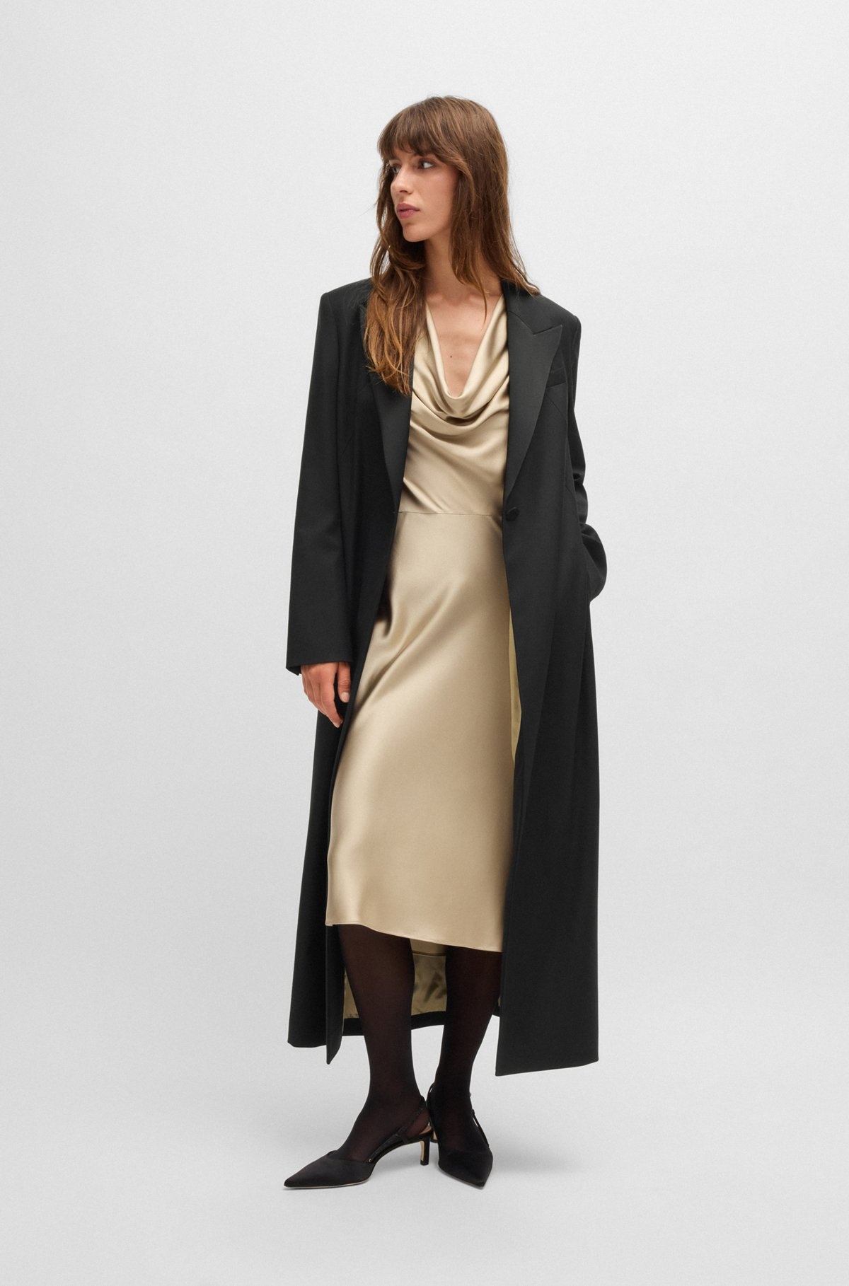 LONG-LENGTH TUXEDO-STYLE COAT IN STRETCH FABRIC - 2