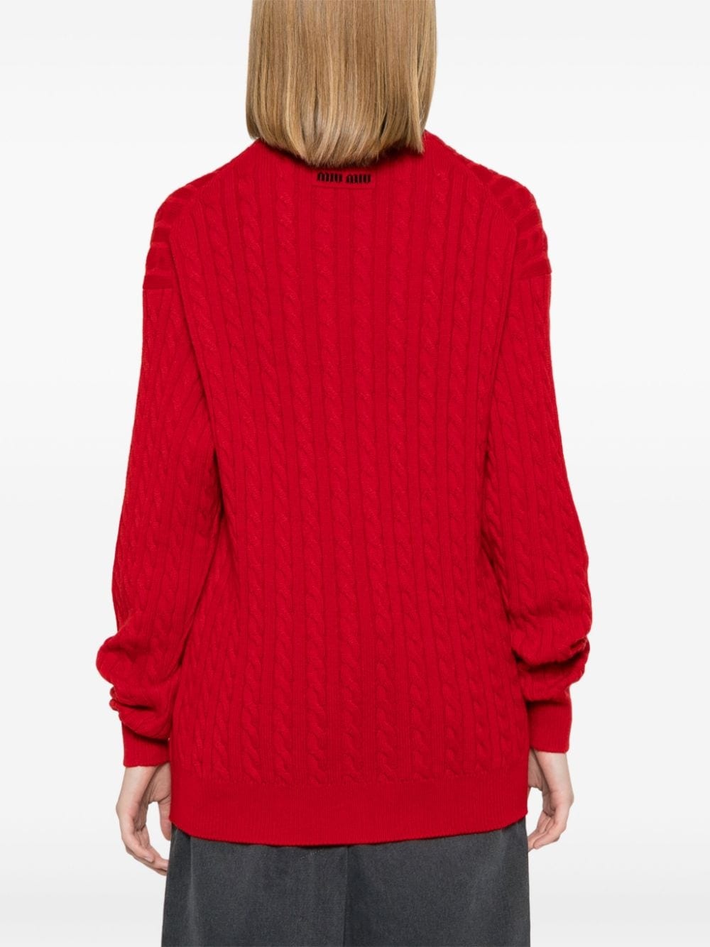 crew-neck cable-knit jumper - 4
