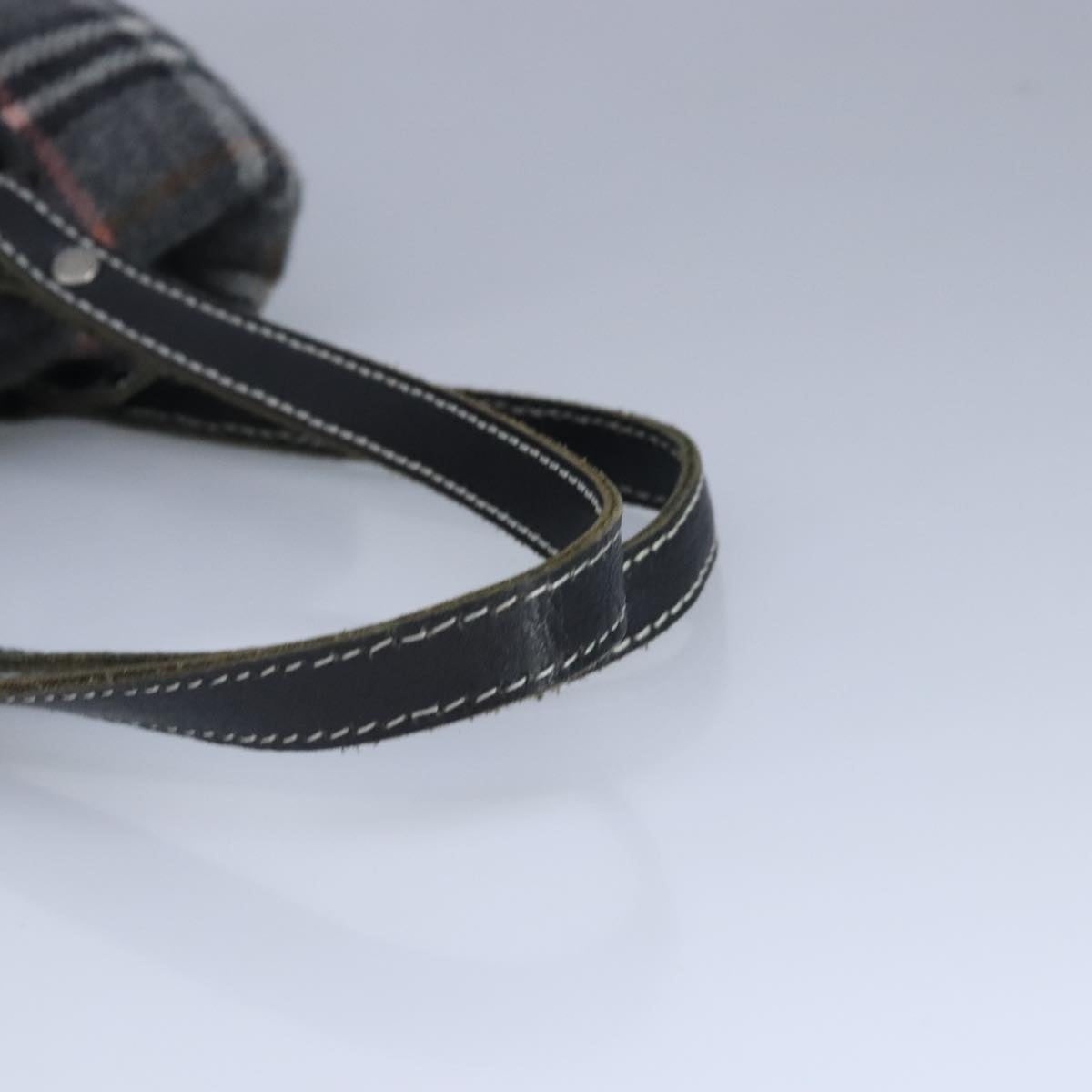 Burberry Nova Check Scarf Style Blue Label Hand Bag Wool Gray Silver - 7