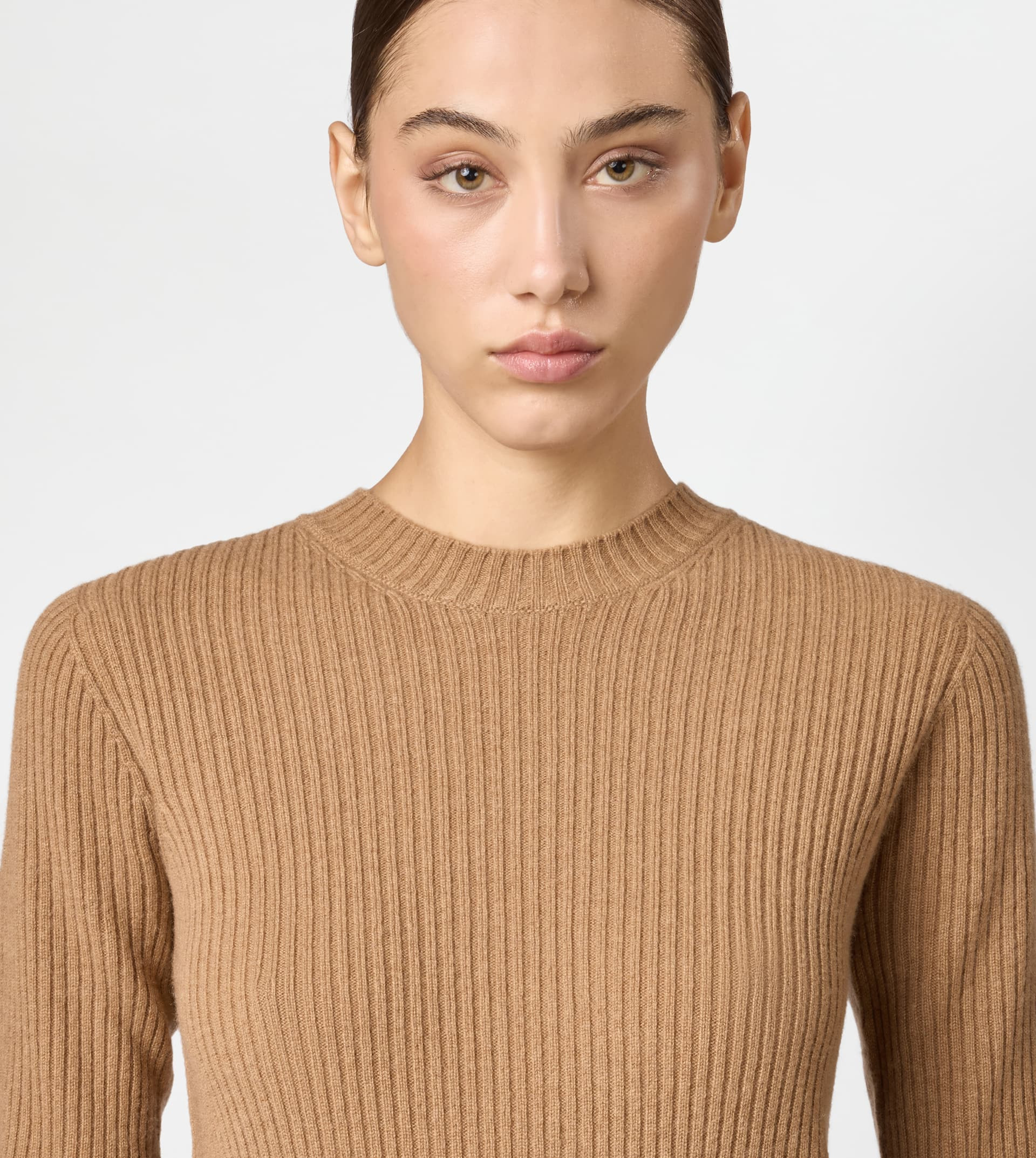 PULLOVER IN CASHMERE - BROWN - 4
