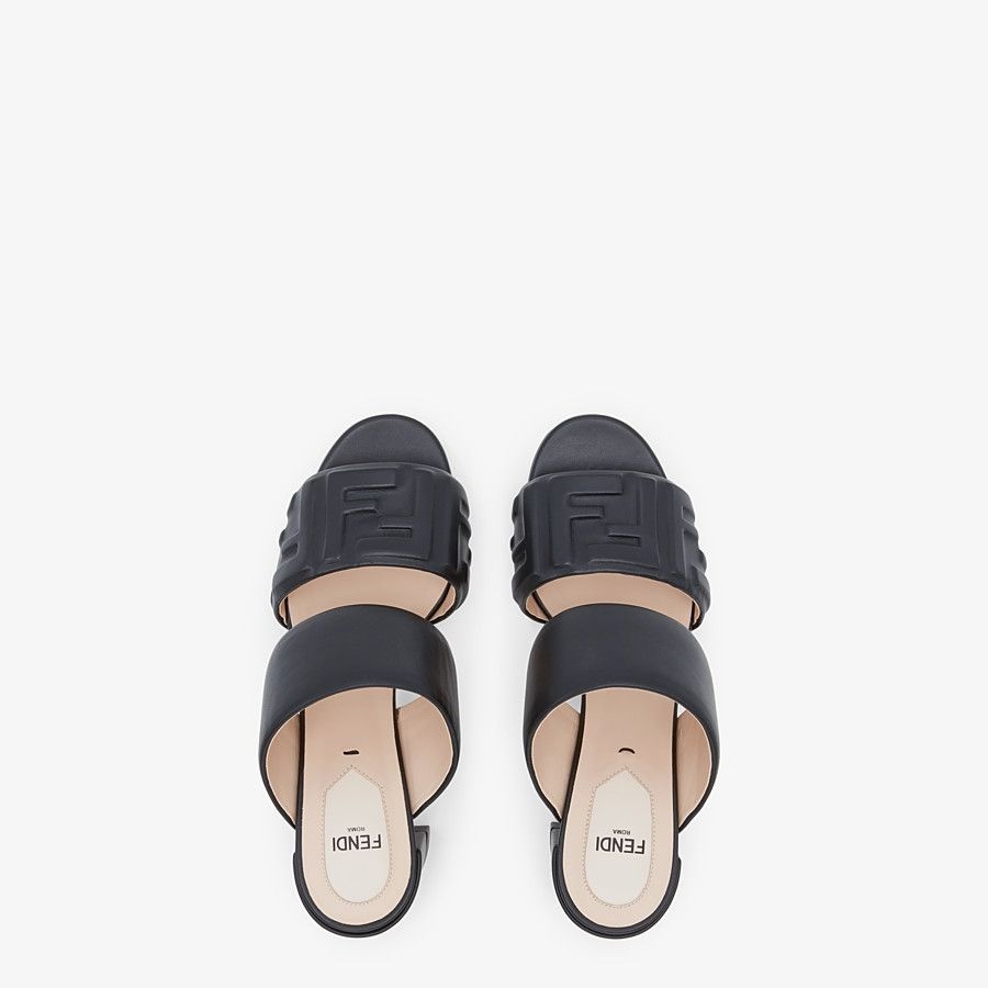 Black leather slides - 4