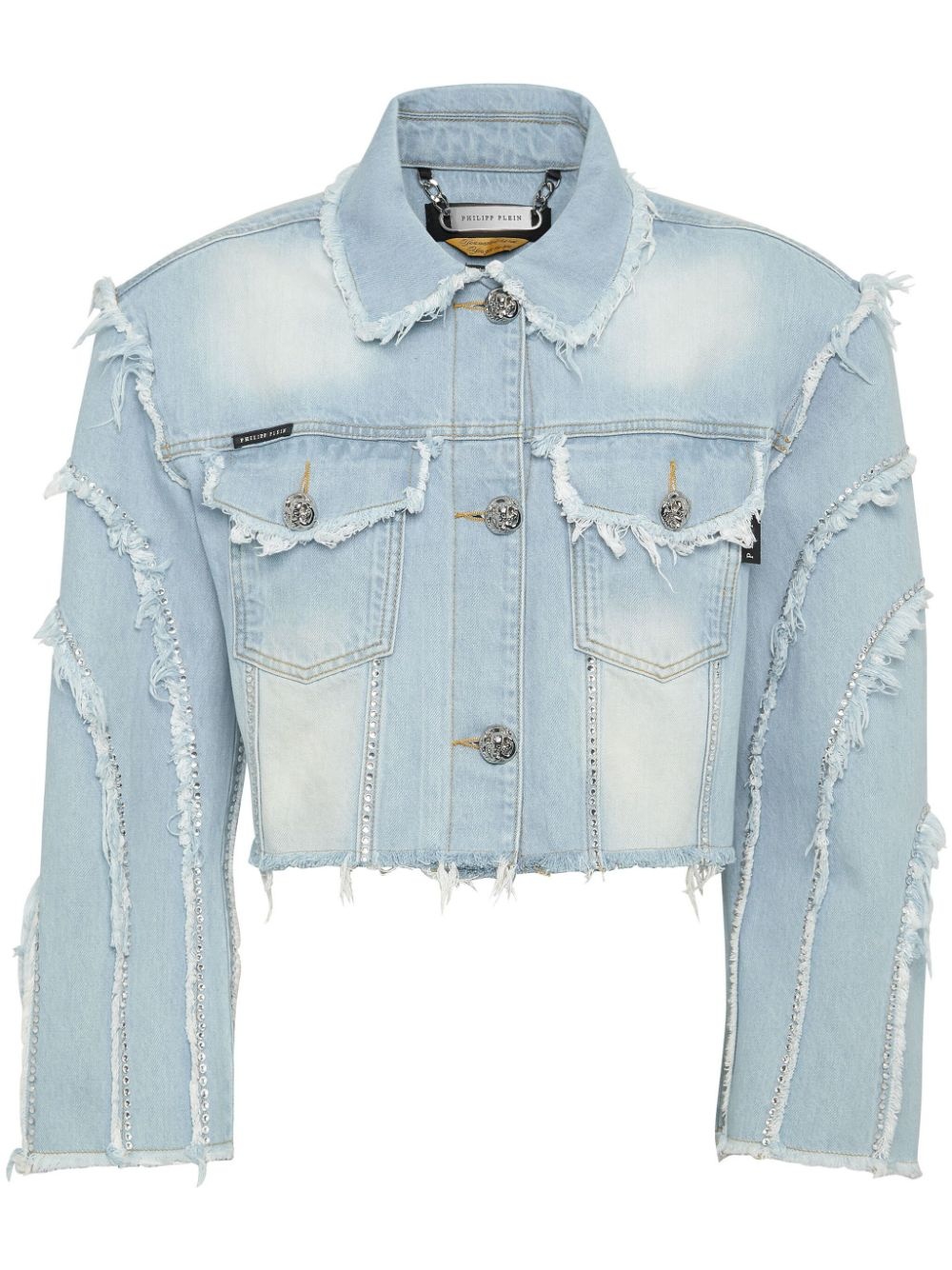 cropped cotton denim jacket - 1