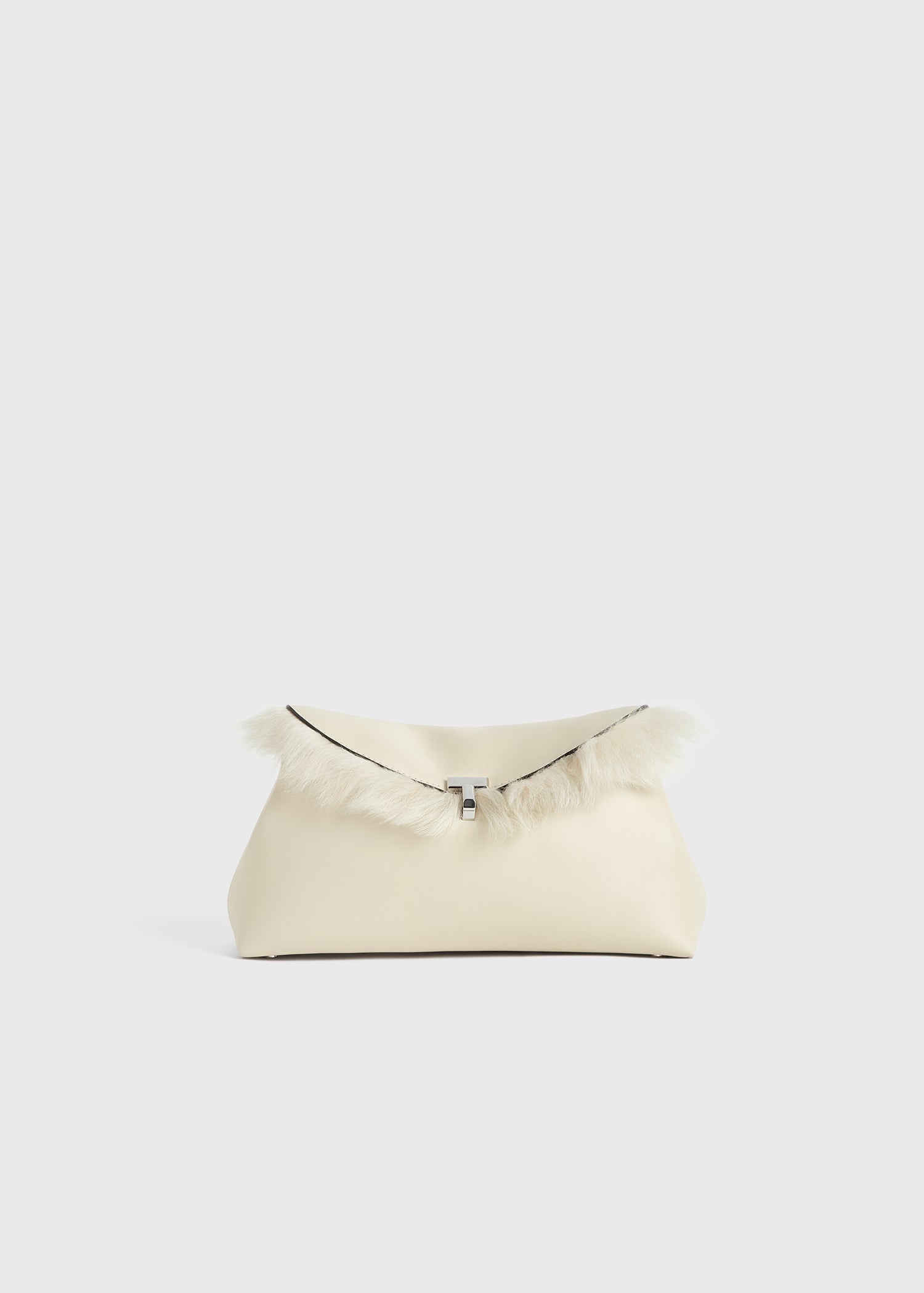 Shearling T-Lock clutch ecru - 9