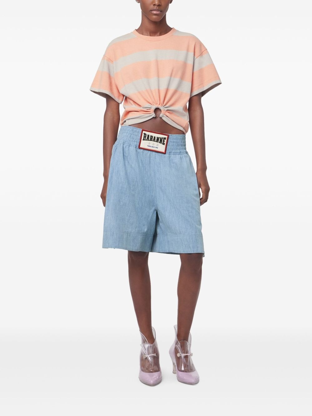 logo-appliqué denim shorts - 2