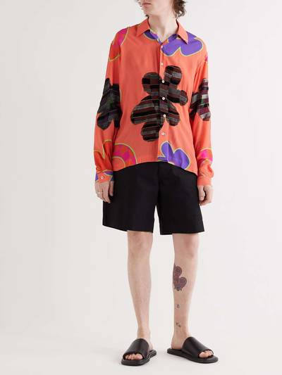 ERL Patchwork Floral-Print Crepe and Metallic Jacquard Shirt outlook