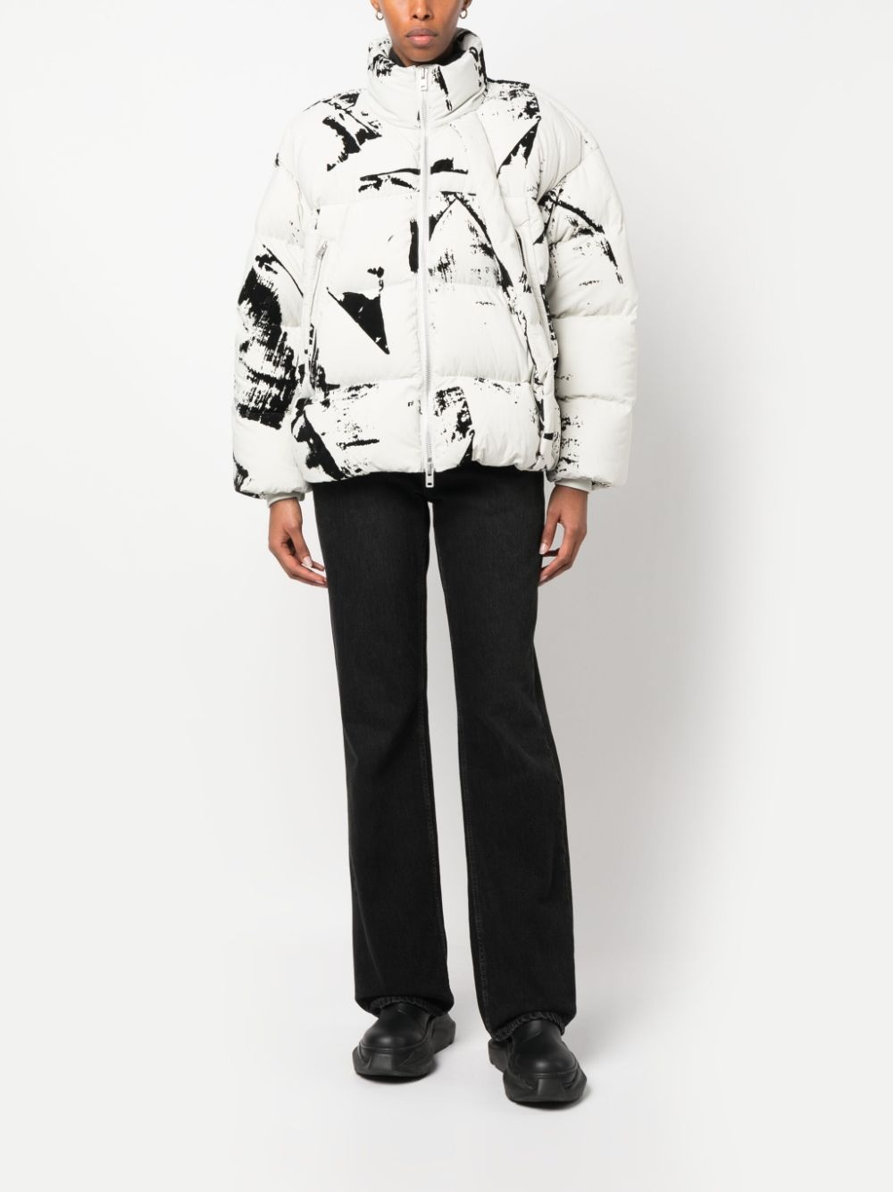 paint splatter-print puffer jacket - 2