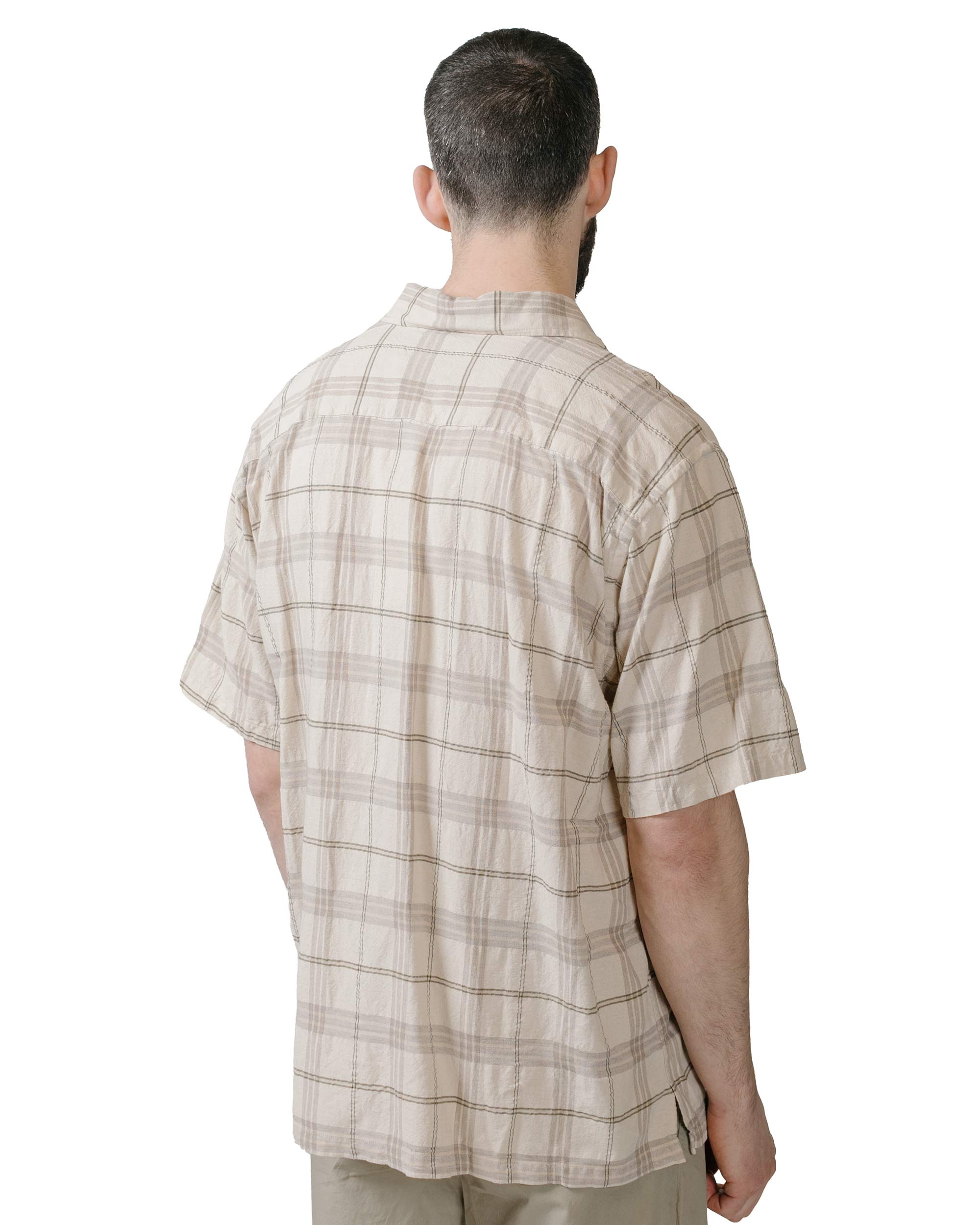 Ivan Relaxed Textured Check SS Shirt Oatmeal - 3