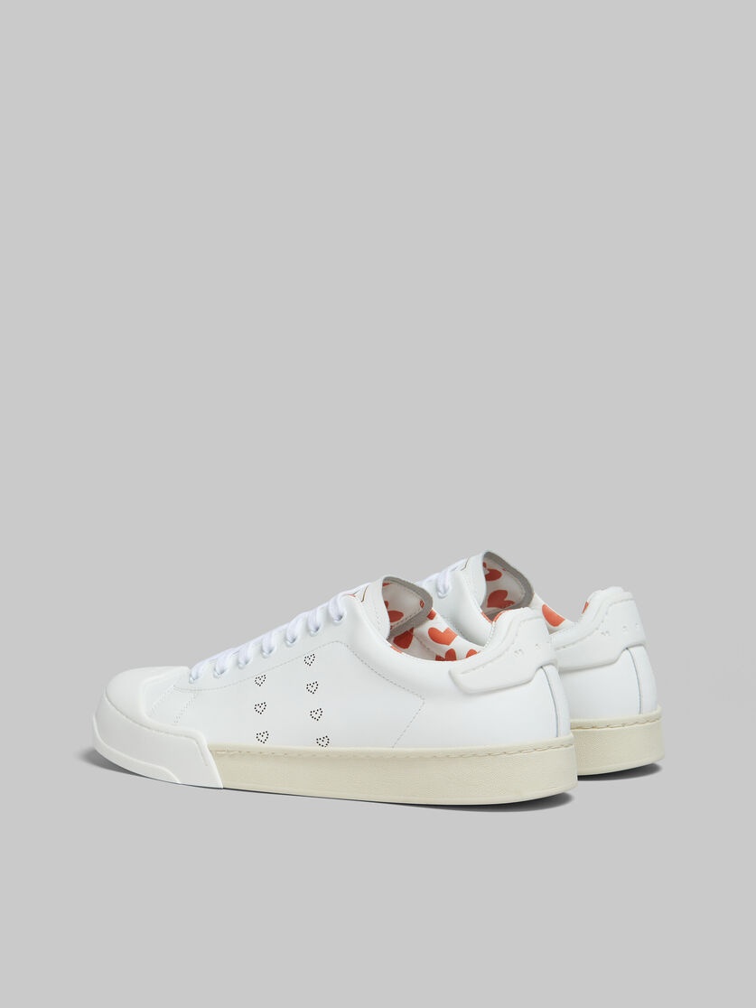 WHITE LEATHER DADA BUMPER SNEAKER WITH HEARTS - 3