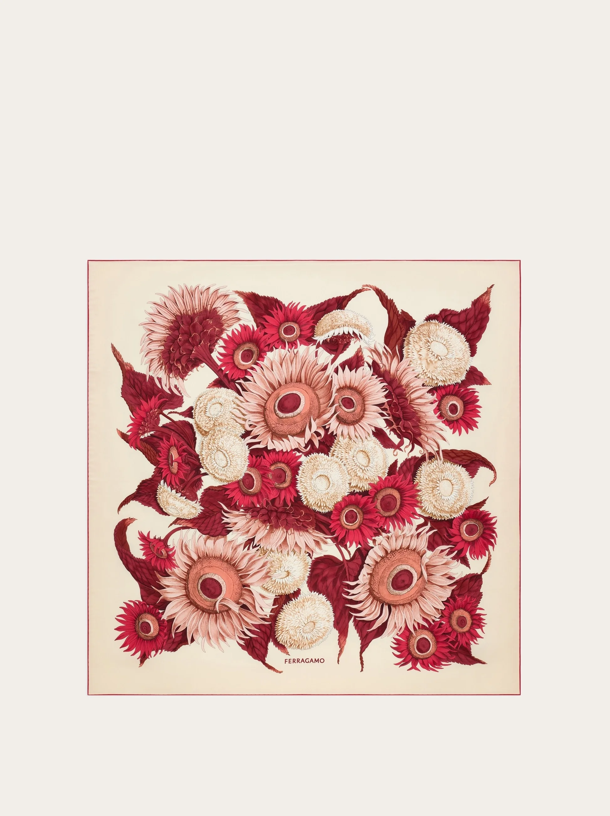 Sunflower print silk scarf - 1