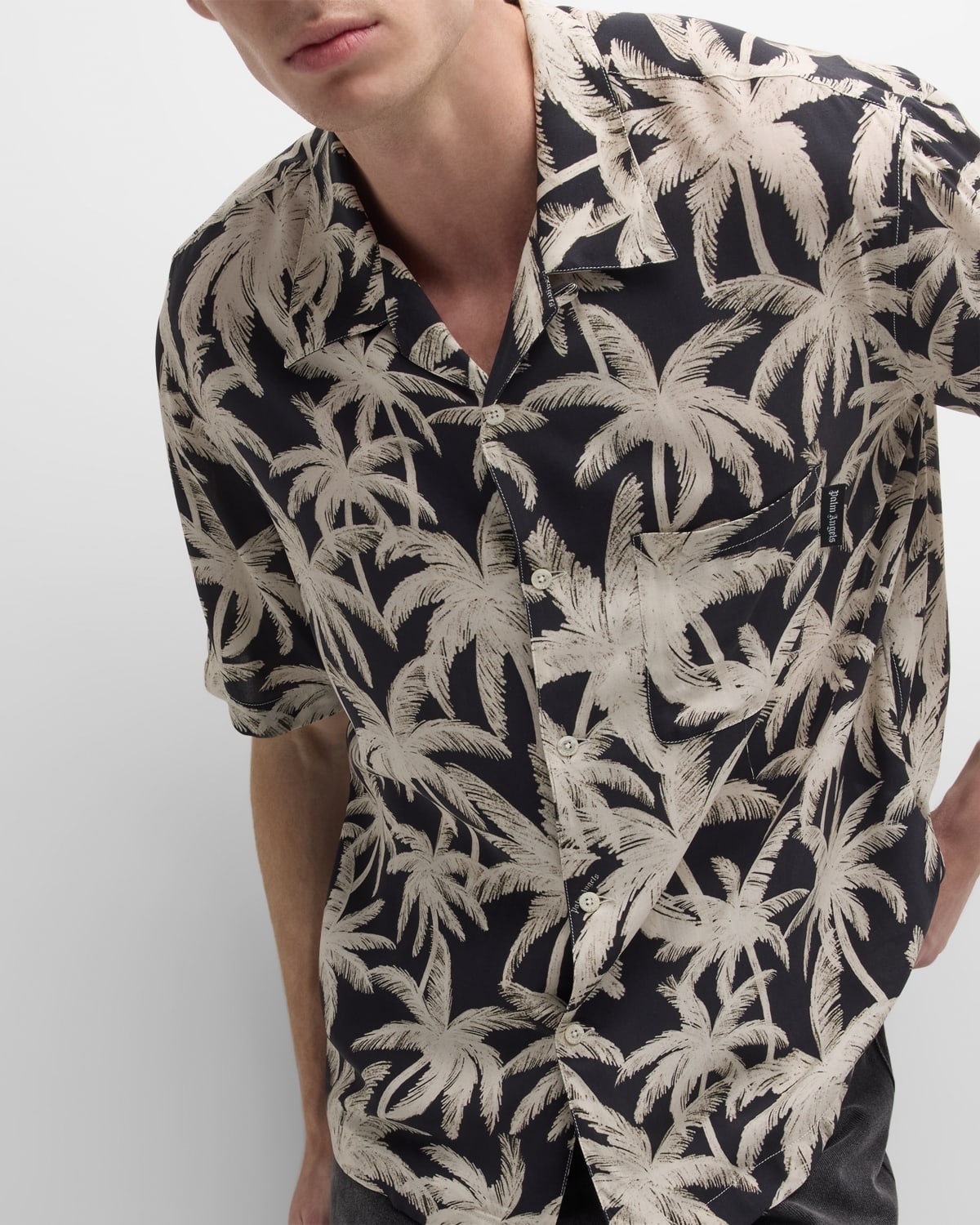 Men's Palm-Print Camp Shirt - 6