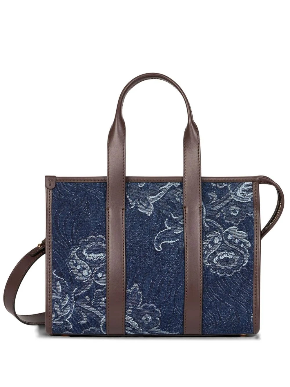 floral-jacquard denim tote bag - 1