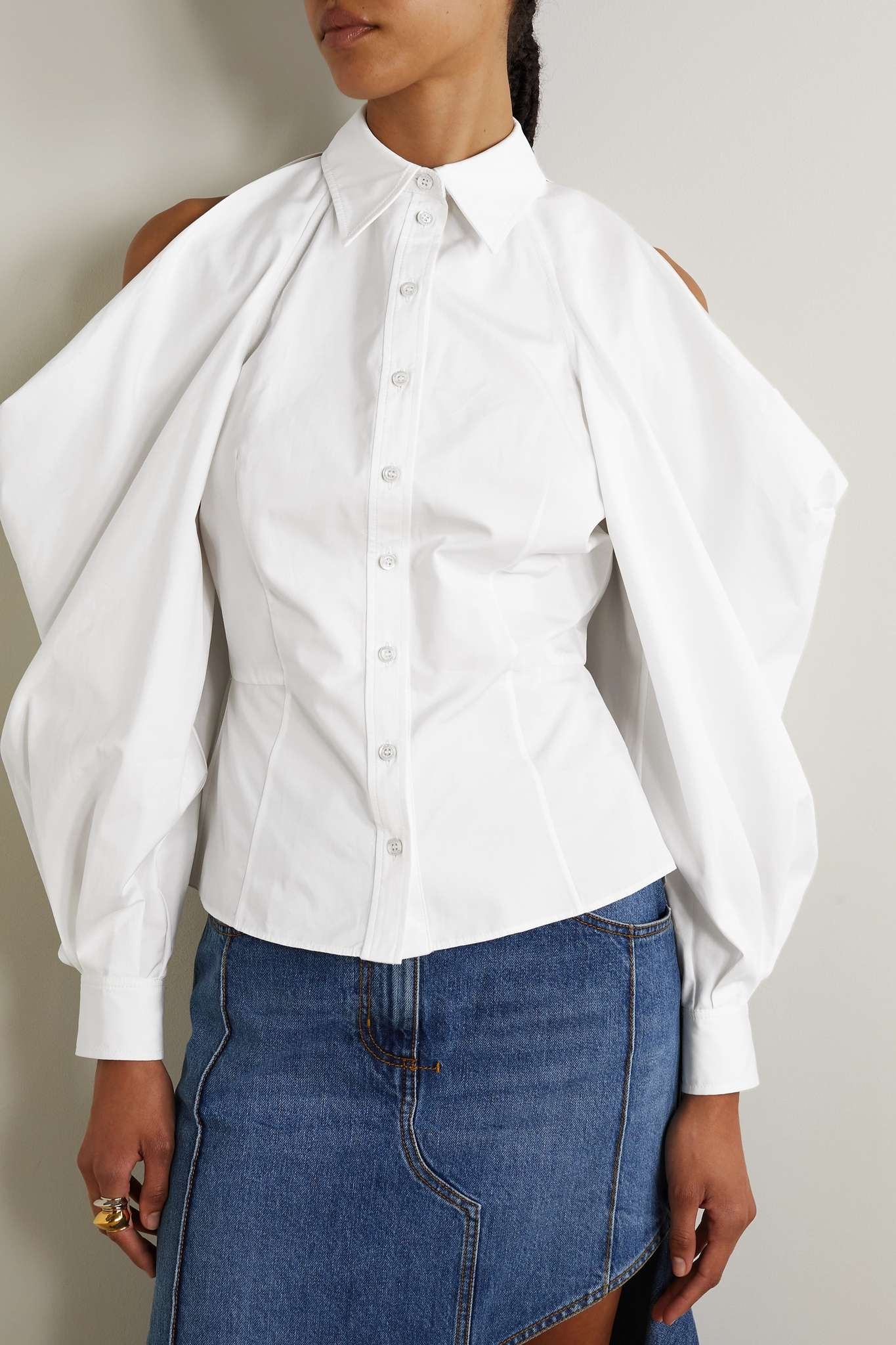 Cutout cotton-poplin shirt - 3