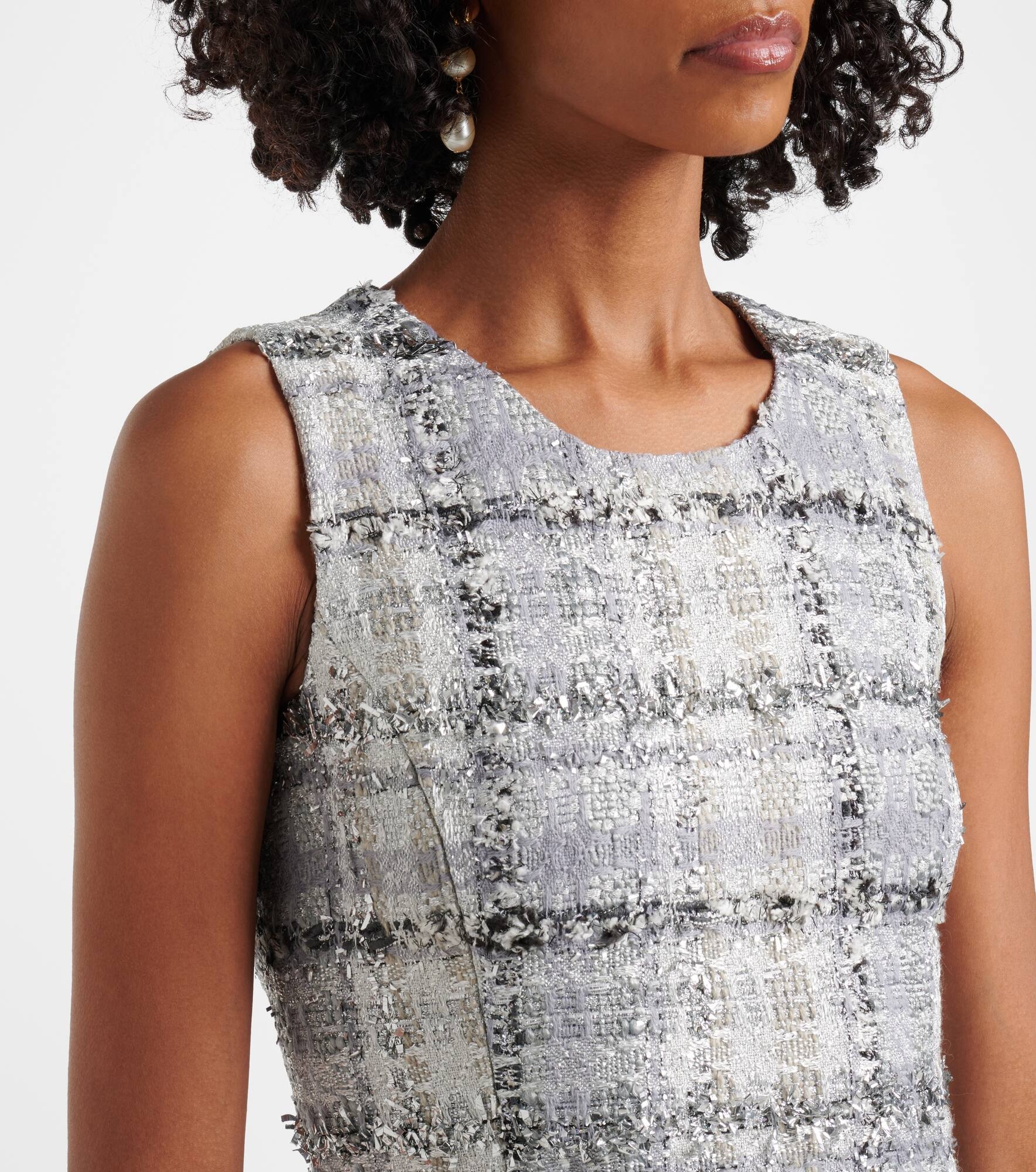 Checked lamé tweed minidress - 4