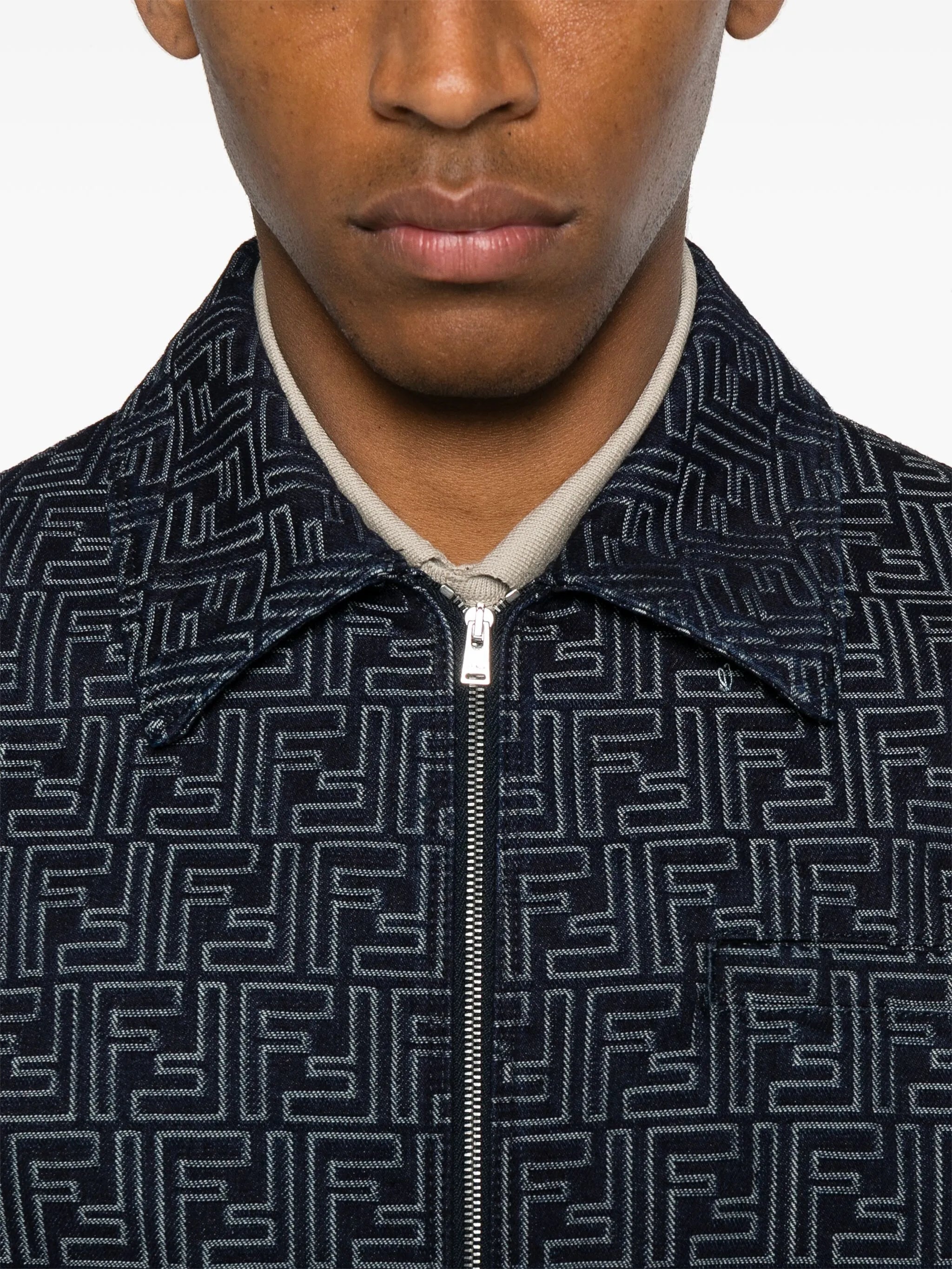 FF-jacquard Denim Bomber Jacket - 5
