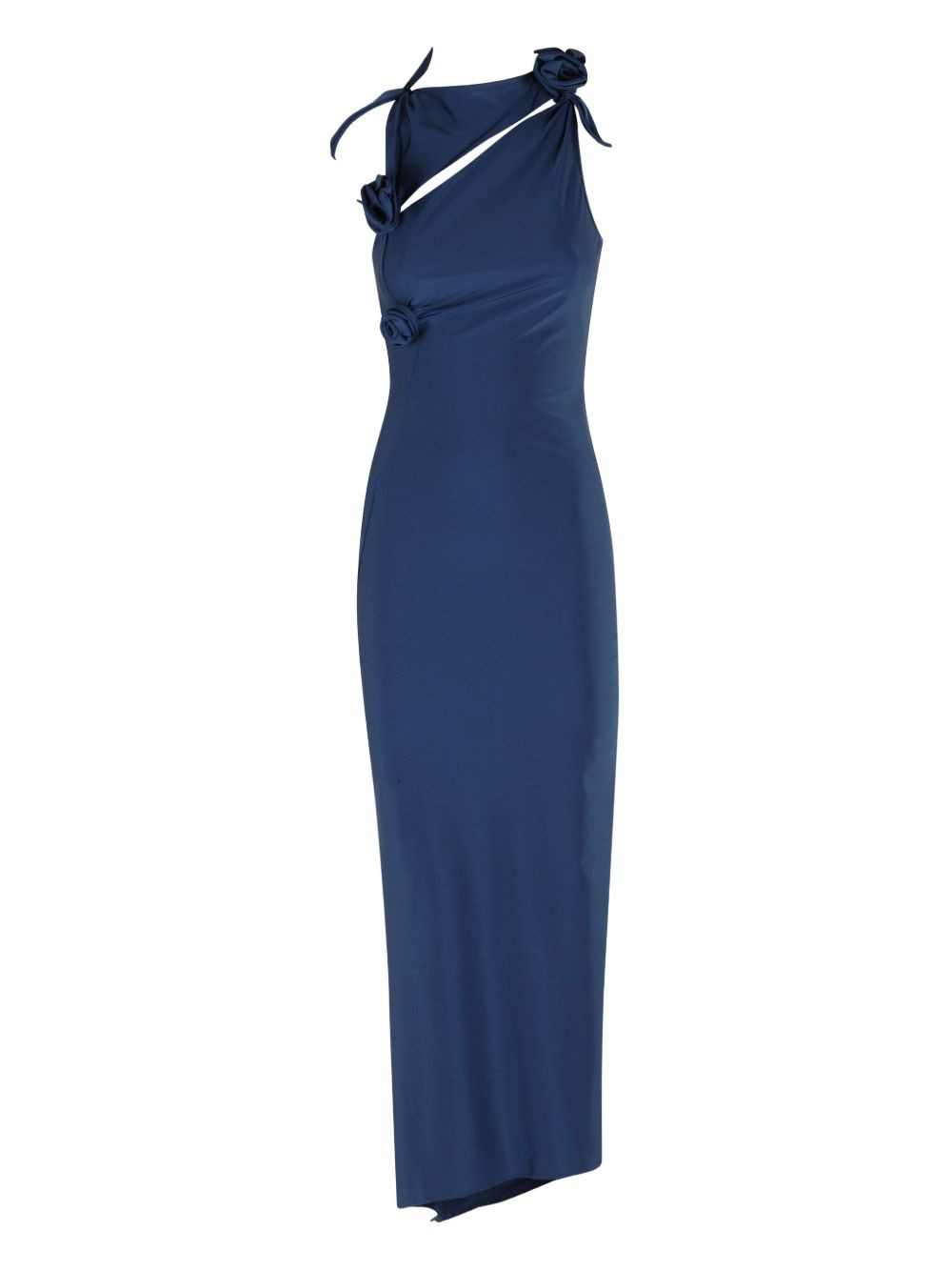 rose-embellished asymmetrical maxi dress - 2