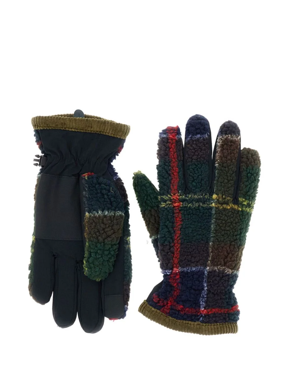 tartan-pattern gloves - 1
