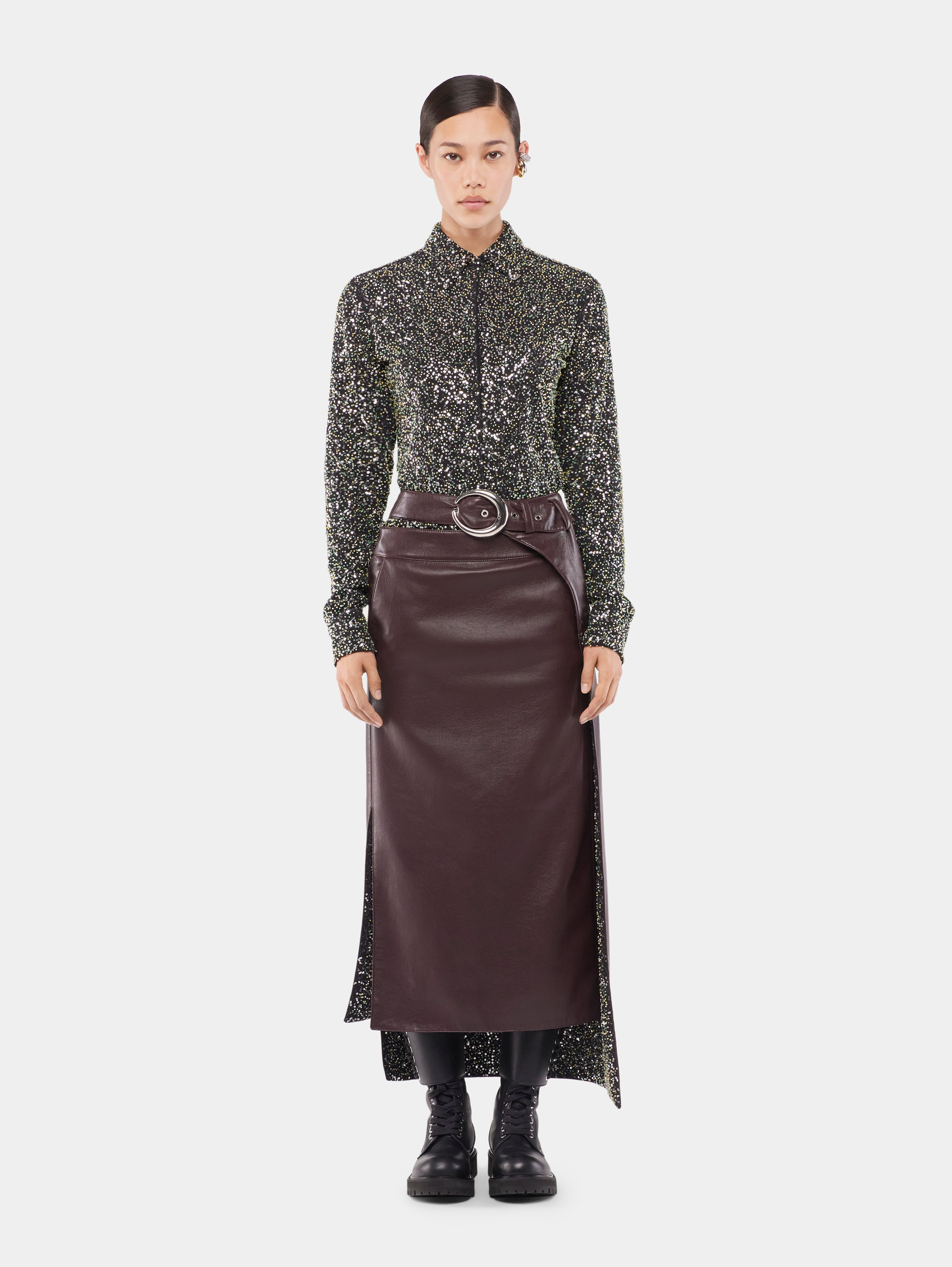 SHIRT IN CREPE WITH SEQUIN EMBROIDERY DETAILS - 2