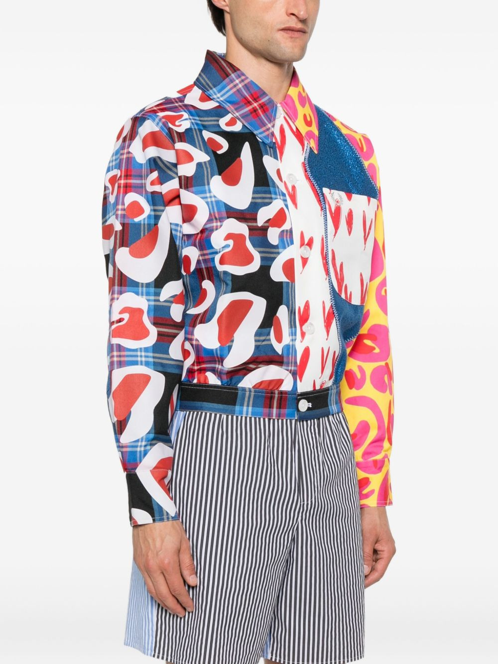 x Fred Perry cropped tartan patchwork jacket - 3