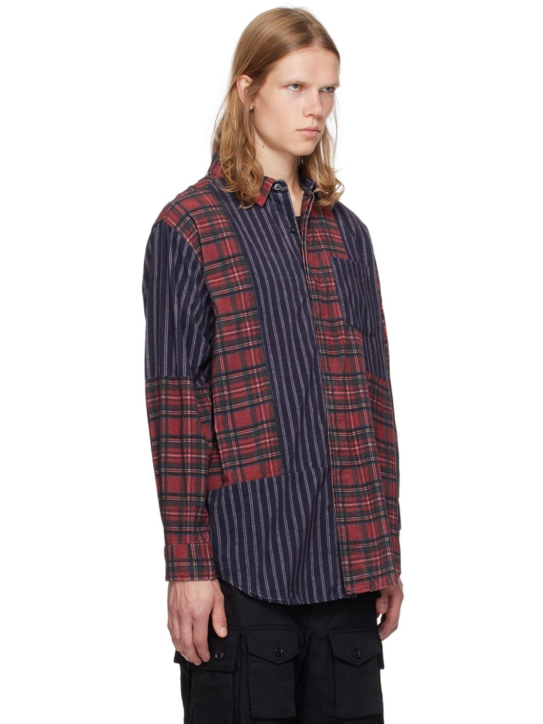 Navy Combo Short Collar Shirt - 2
